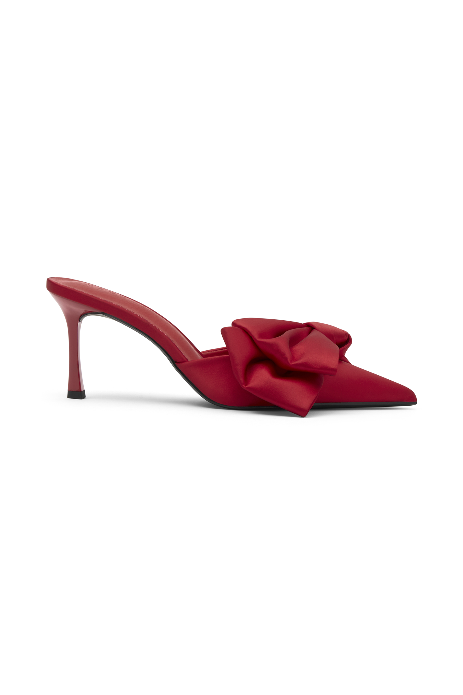 Elena Pointed Satin Bow Heel - Red #7