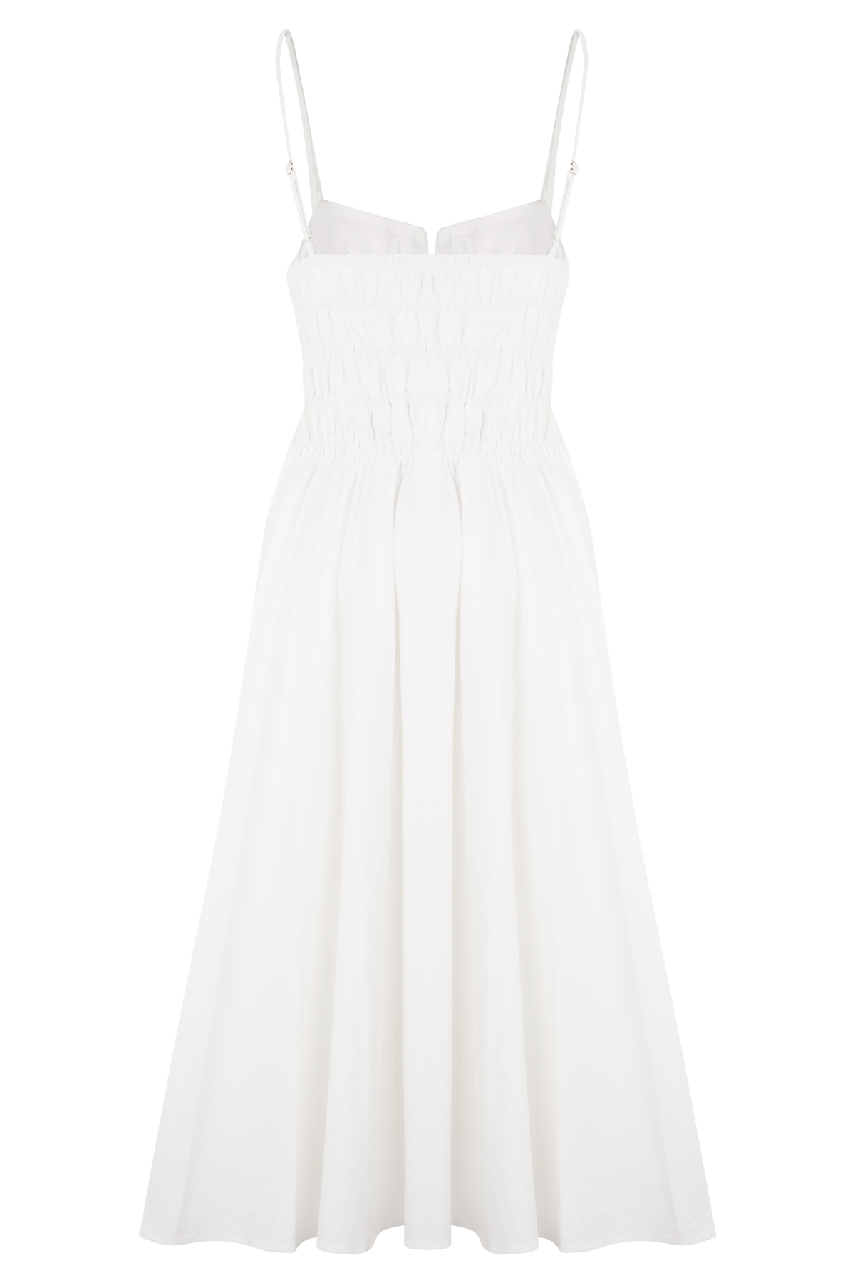 Elias Shirred Cotton Midi Dress - White #7