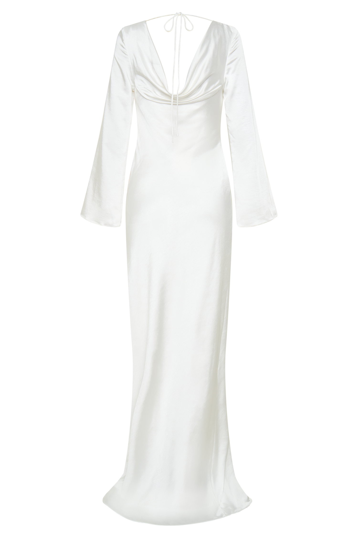 Eliza Long Sleeve Cowl Lace And Satin Maxi Dress - Ivory #6