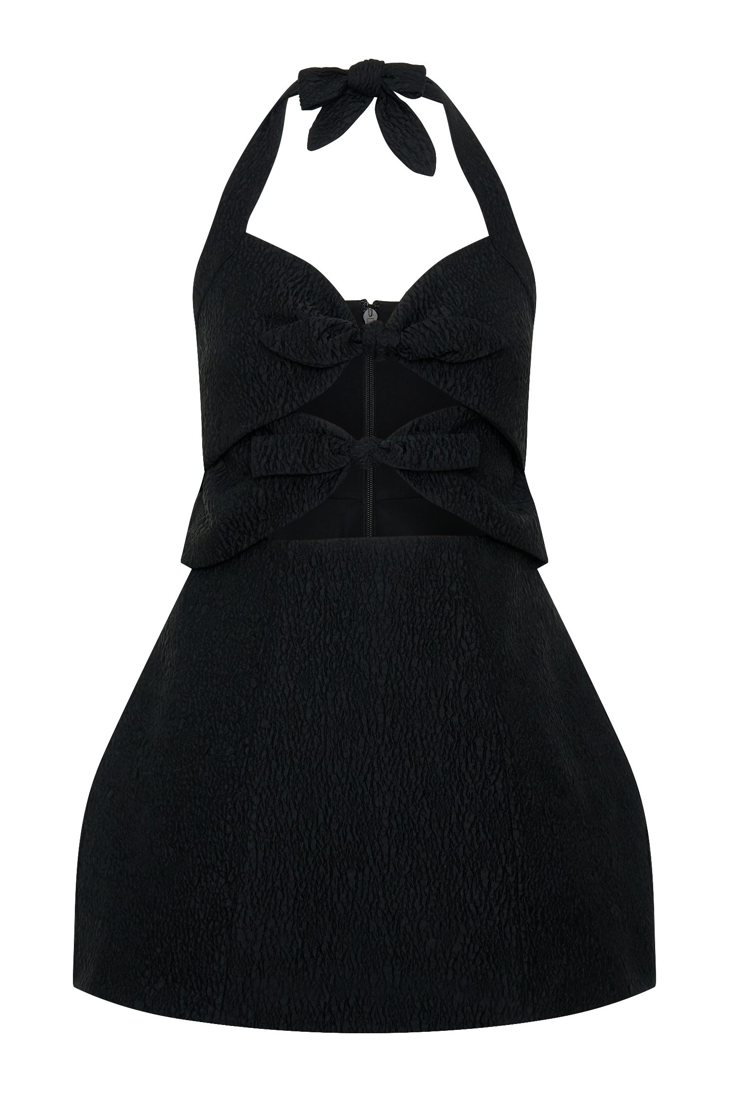 Ella Bow Detail Halter Mini Dress - Black #7