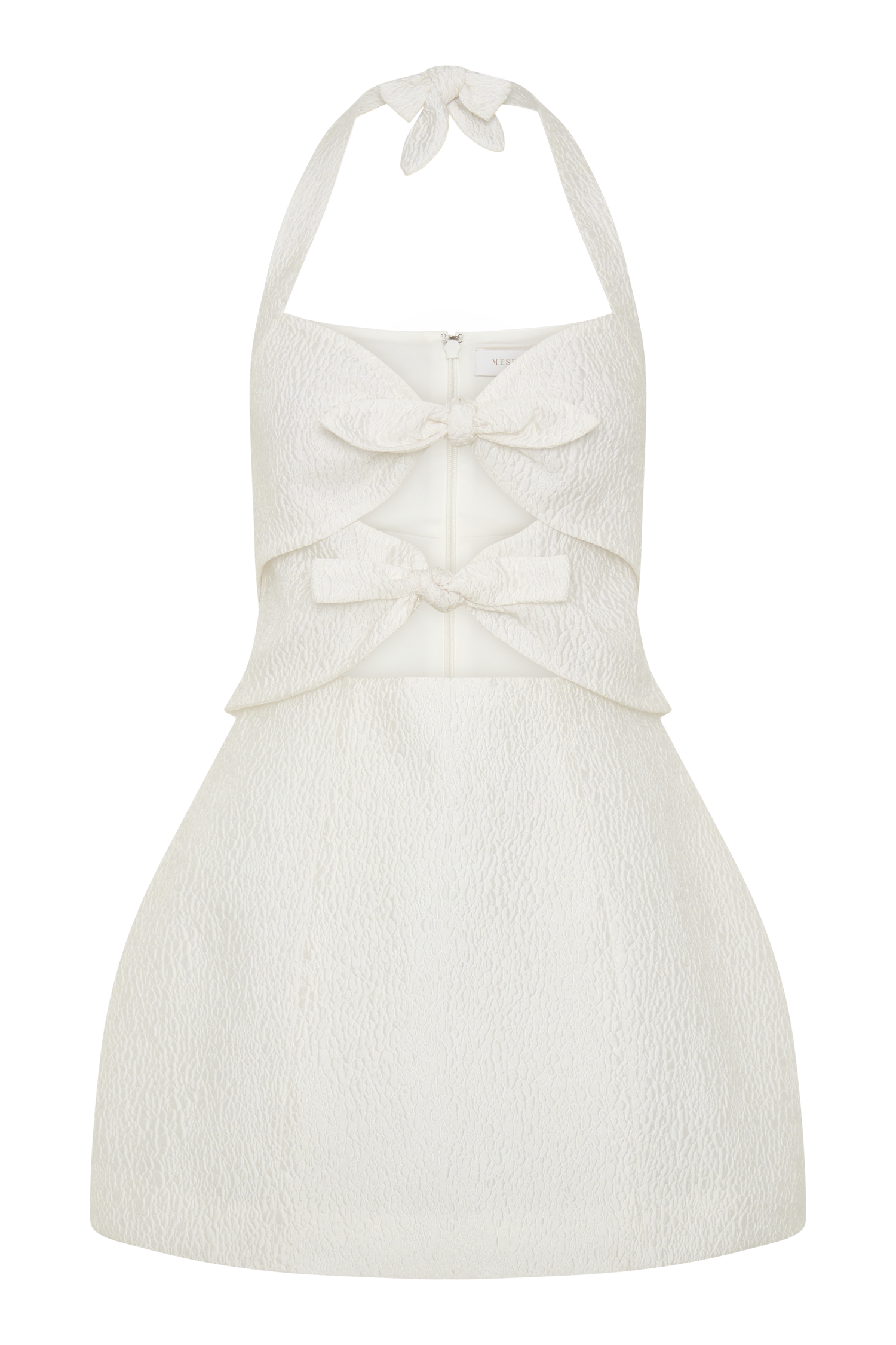 Ella Bow Detail Halter Mini Dress - White #9