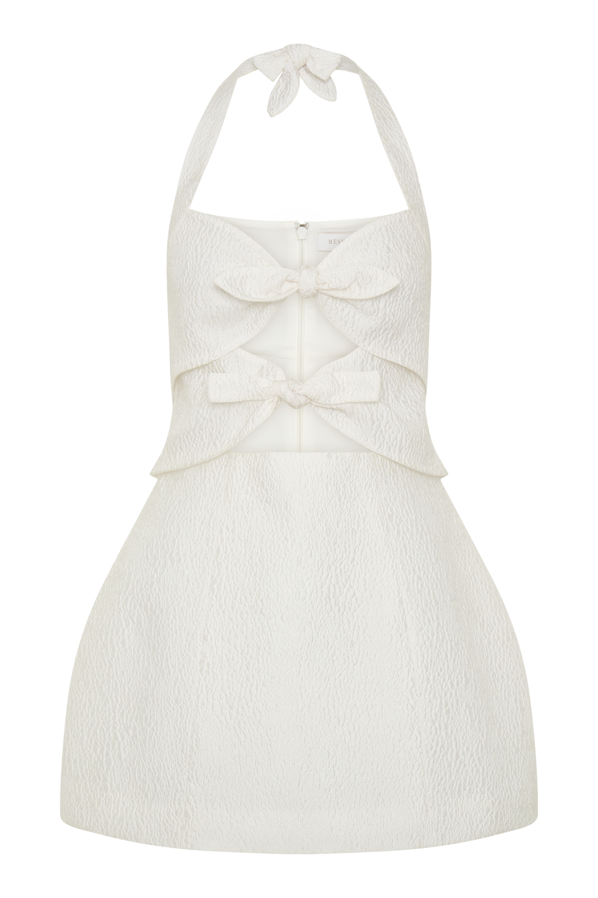 Ella Bow Detail Halter Mini Dress - White #11