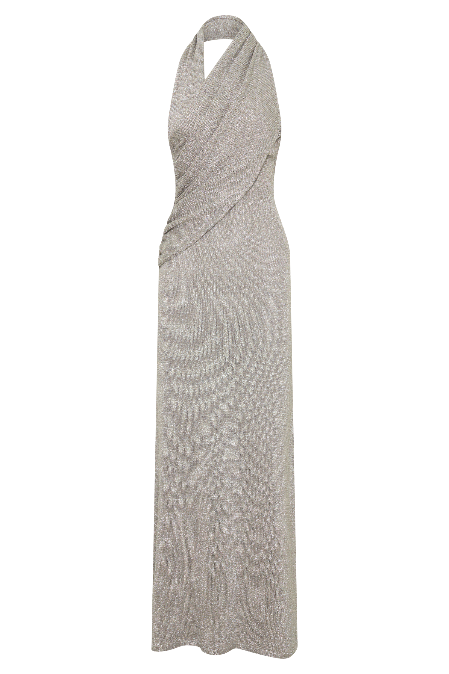 Elma Lurex Knit Halter Maxi Dress - Silver #9
