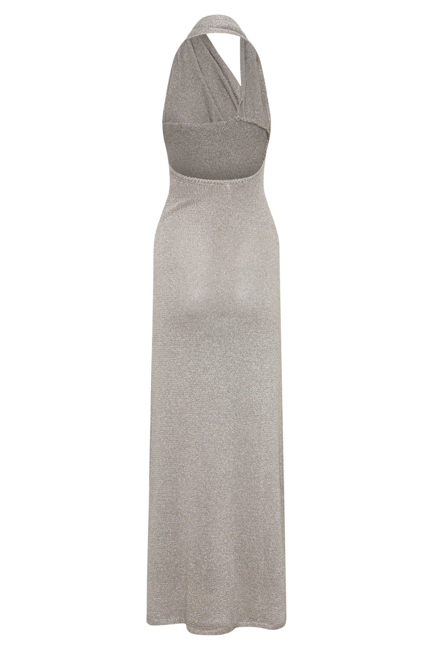 Elma Lurex Knit Halter Maxi Dress - Silver