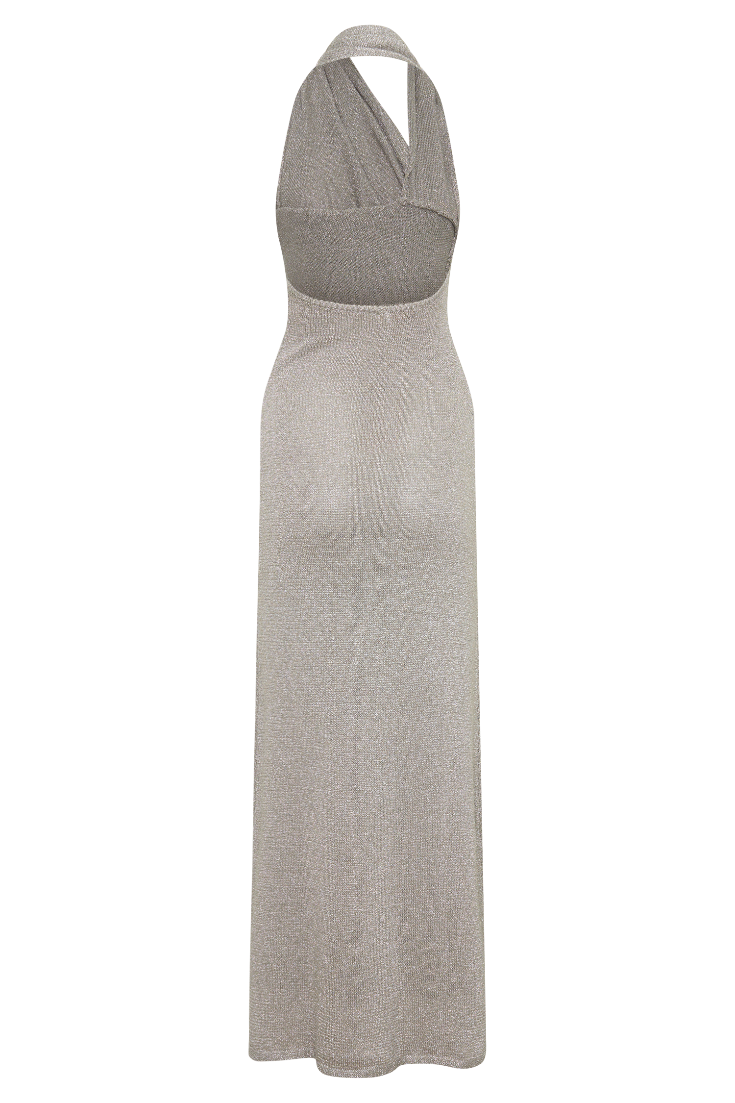 Elma Lurex Knit Halter Maxi Dress - Silver #8