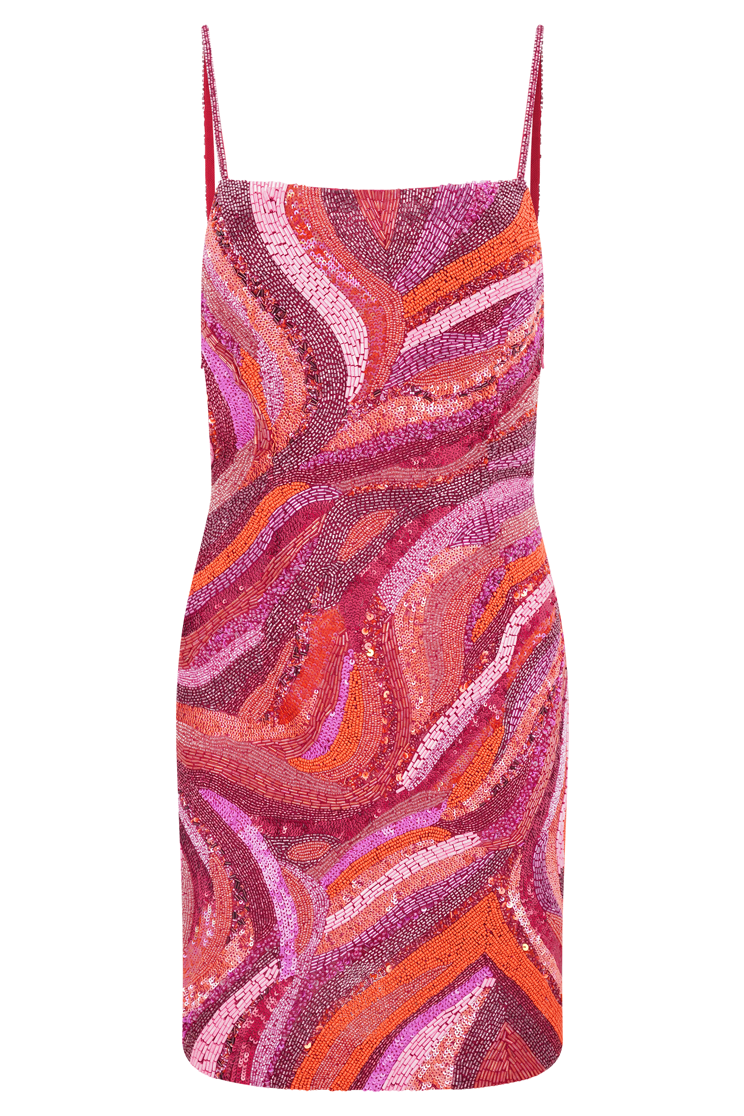 Eloise Hand Beaded Mini Dress - Pink Swirl Print #10