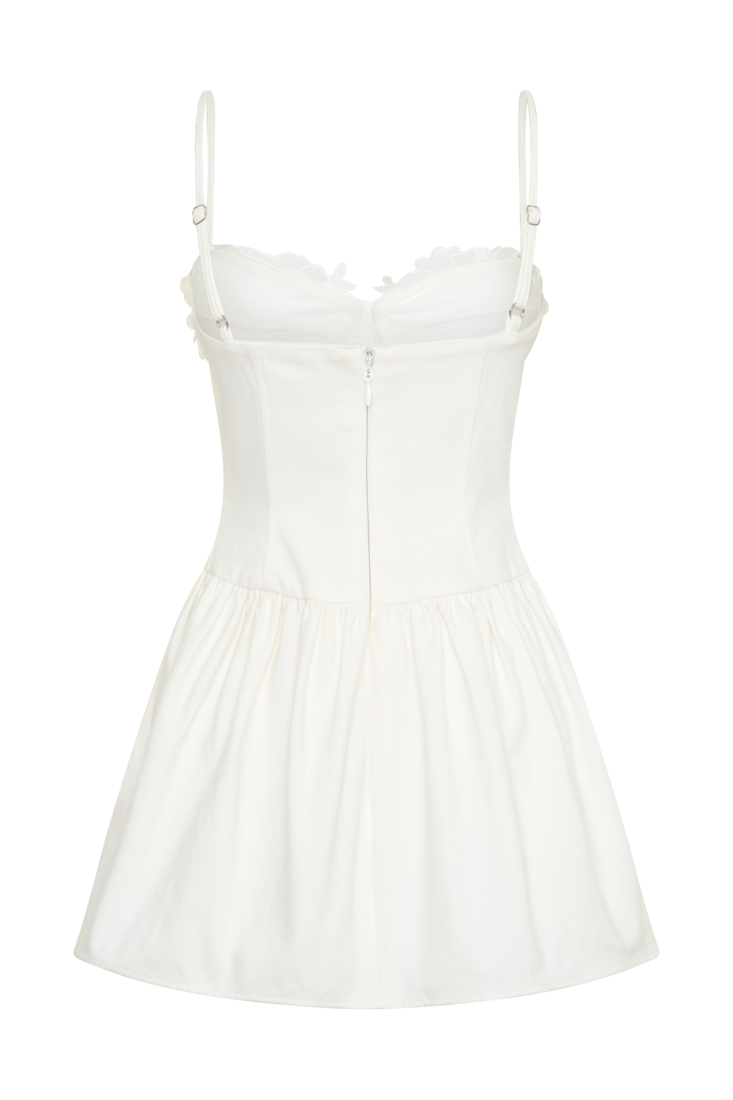 Emary Applique Denim Bustier Mini Dress - White