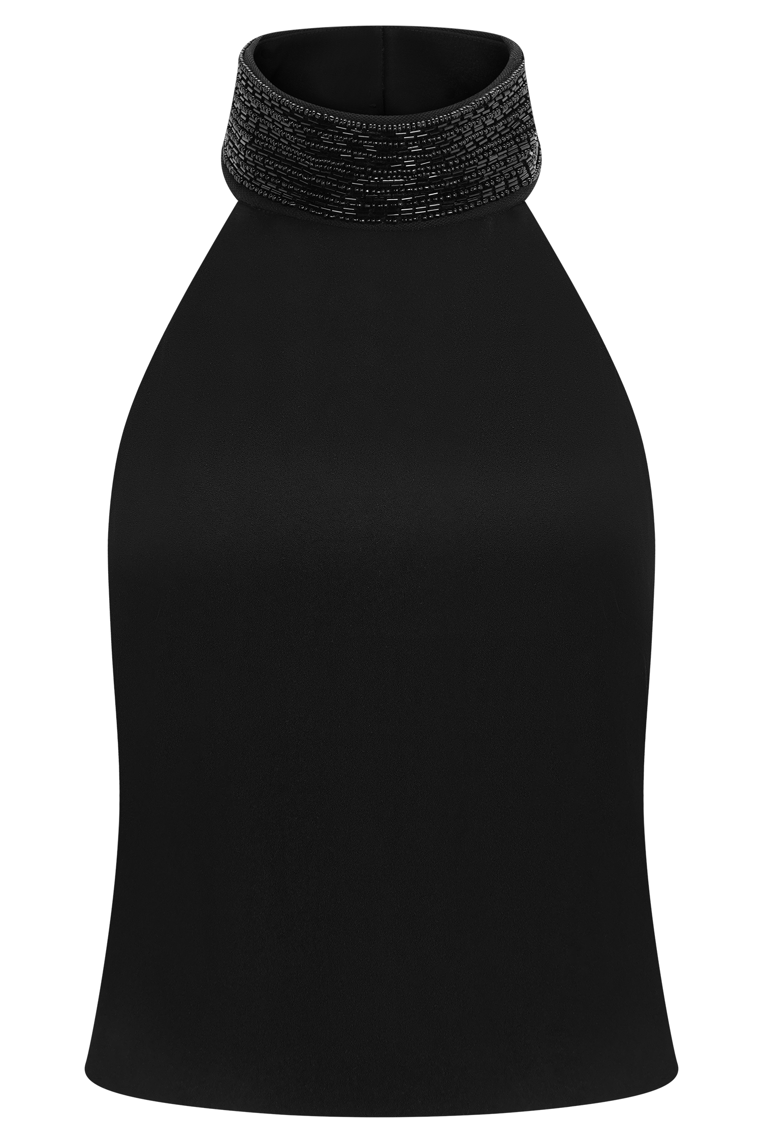 Emilia Beaded Neck Halter Top - Black #9
