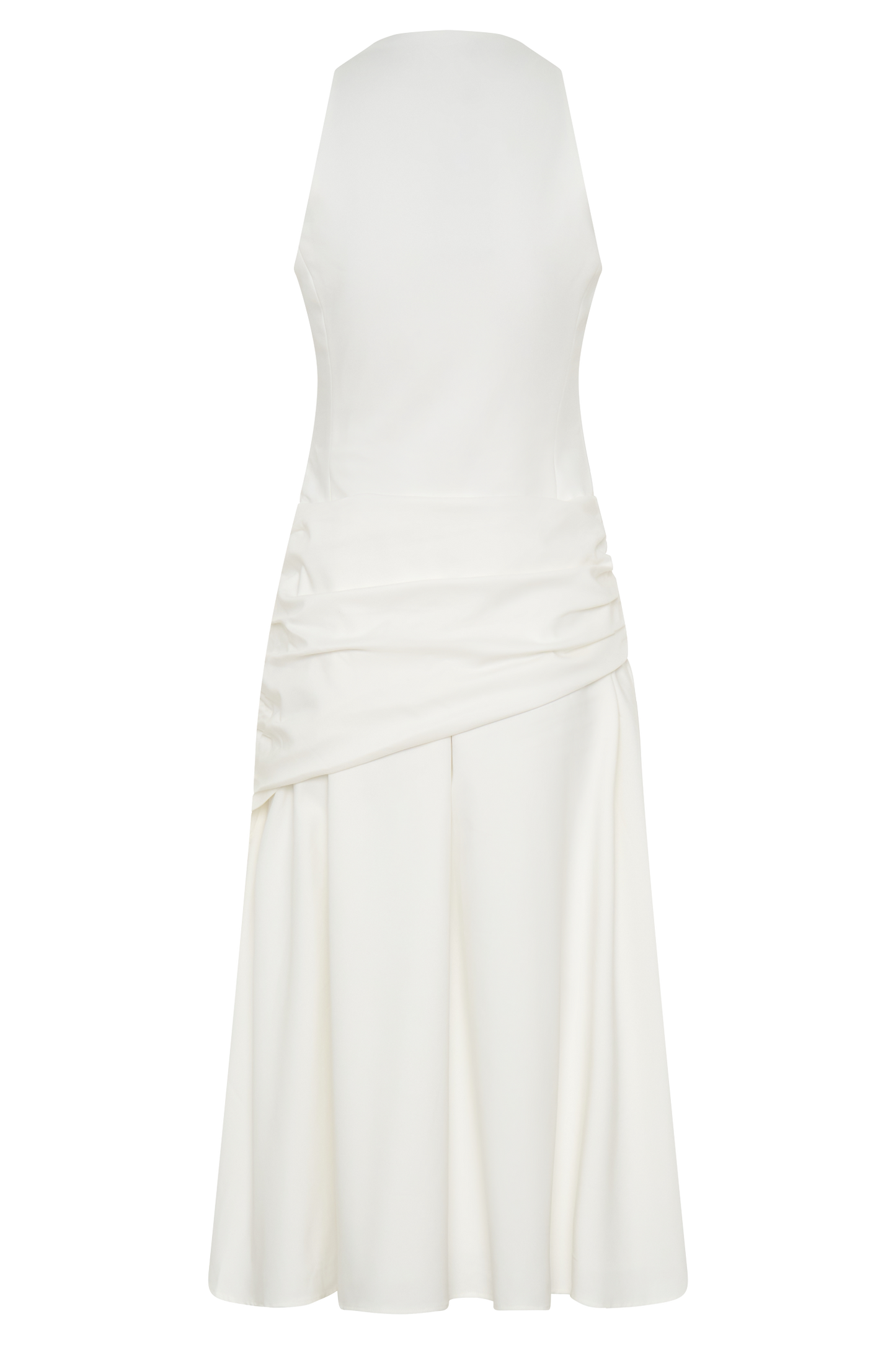 Emily Wrapped Waist Midi Dress - White