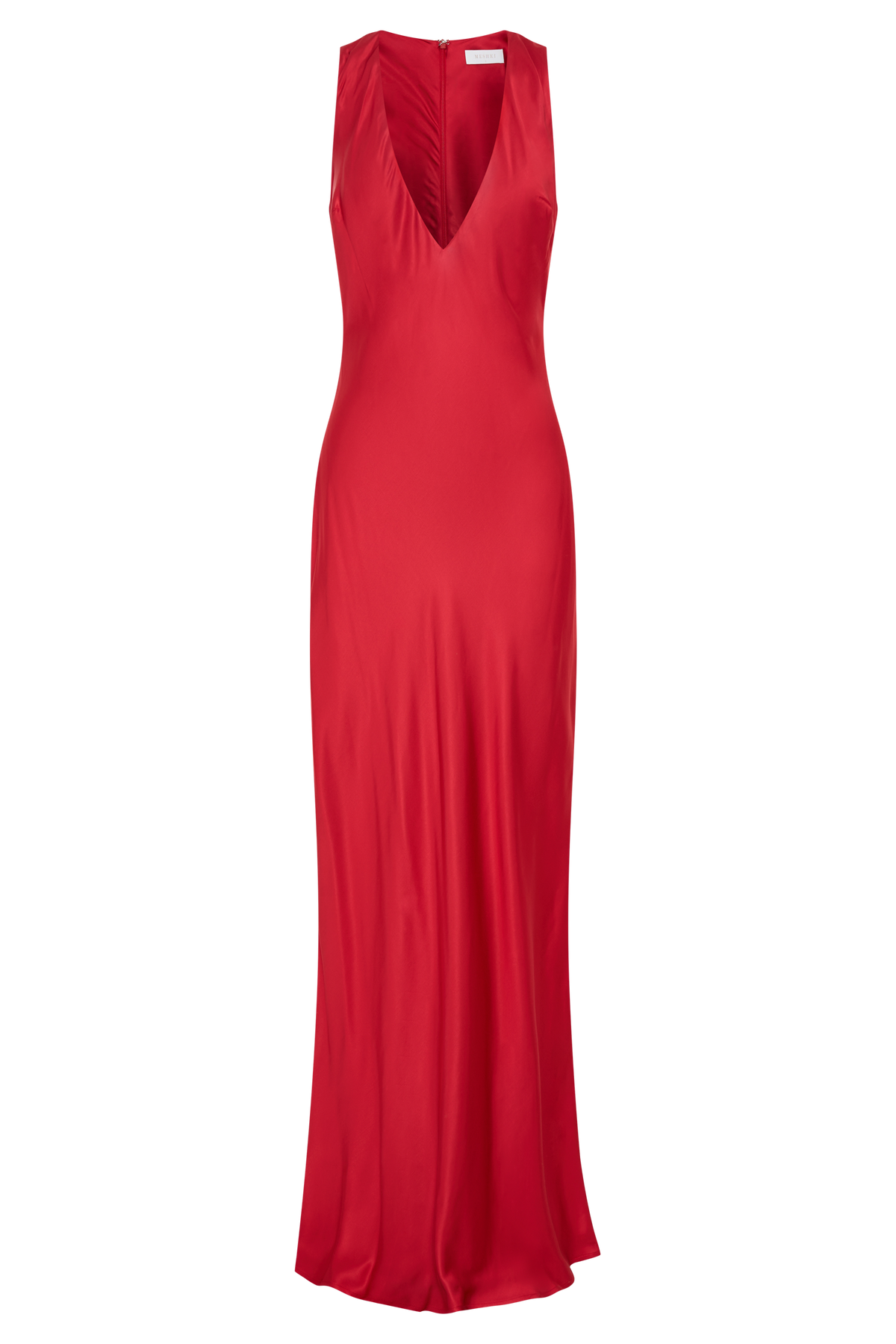 Esme Plunge Satin Maxi Dress - Red #9