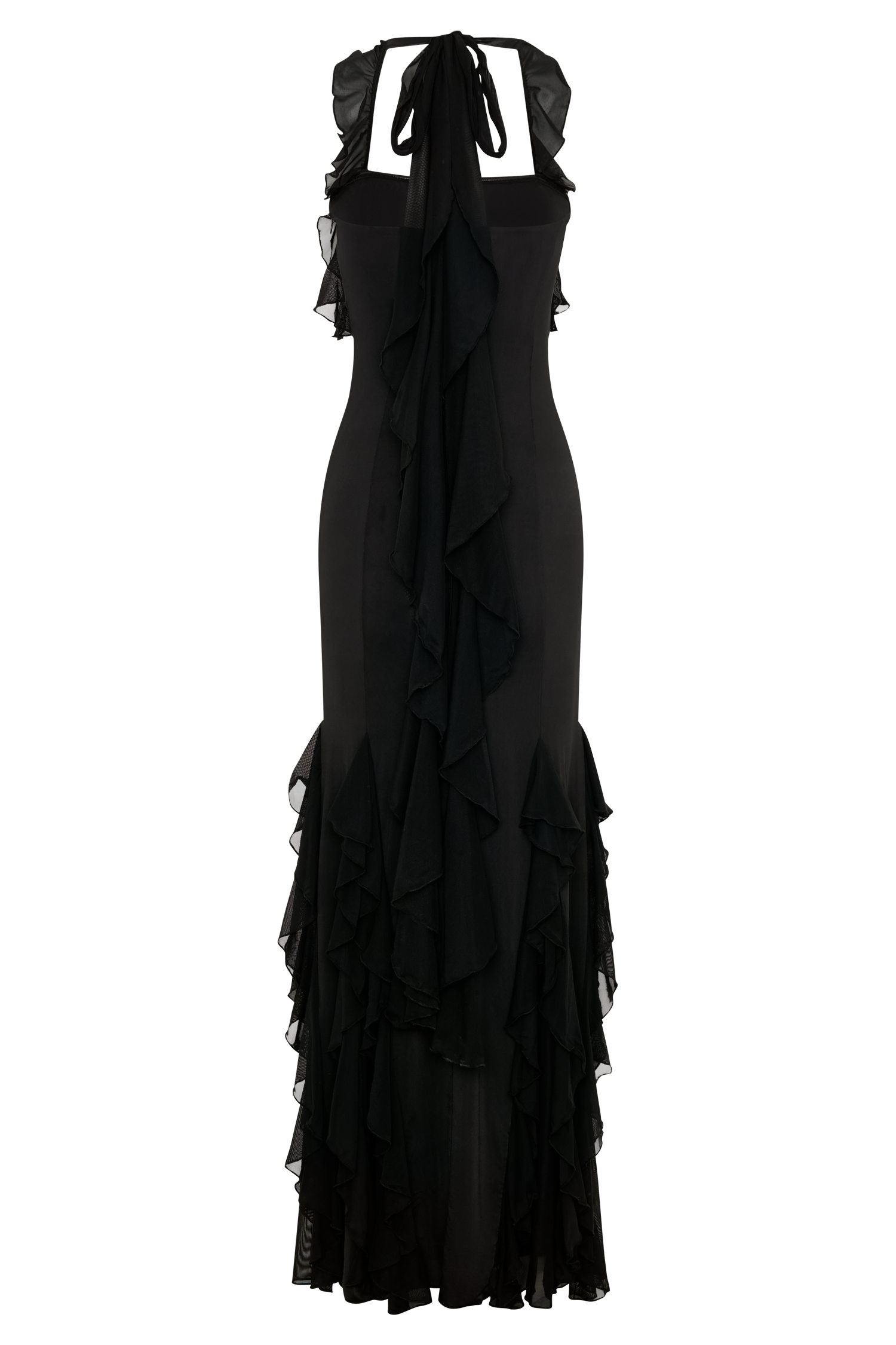 Etta Ruffle Slinky Maxi Dress - Black #7