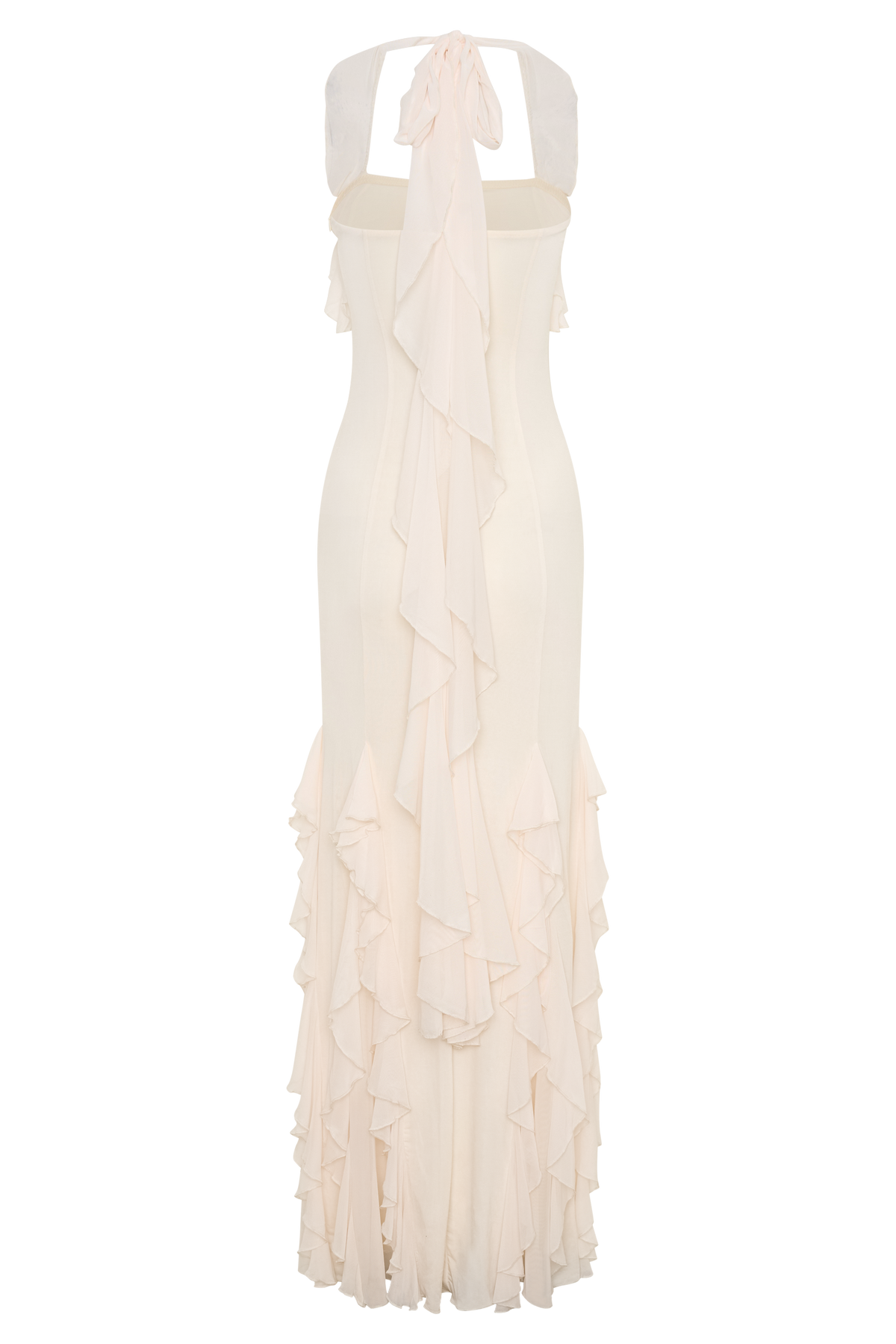 Etta Ruffle Slinky Maxi Dress - Ivory