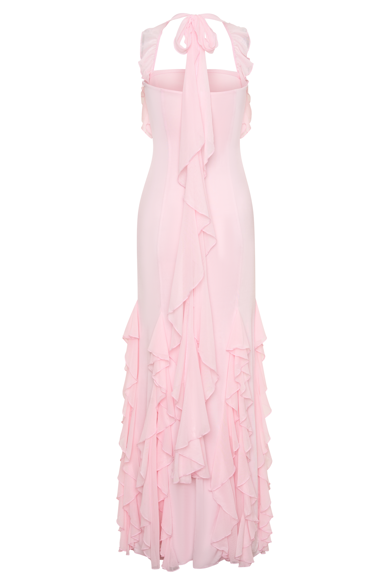 Etta Ruffle Slinky Maxi Dress - Pale Pink #8