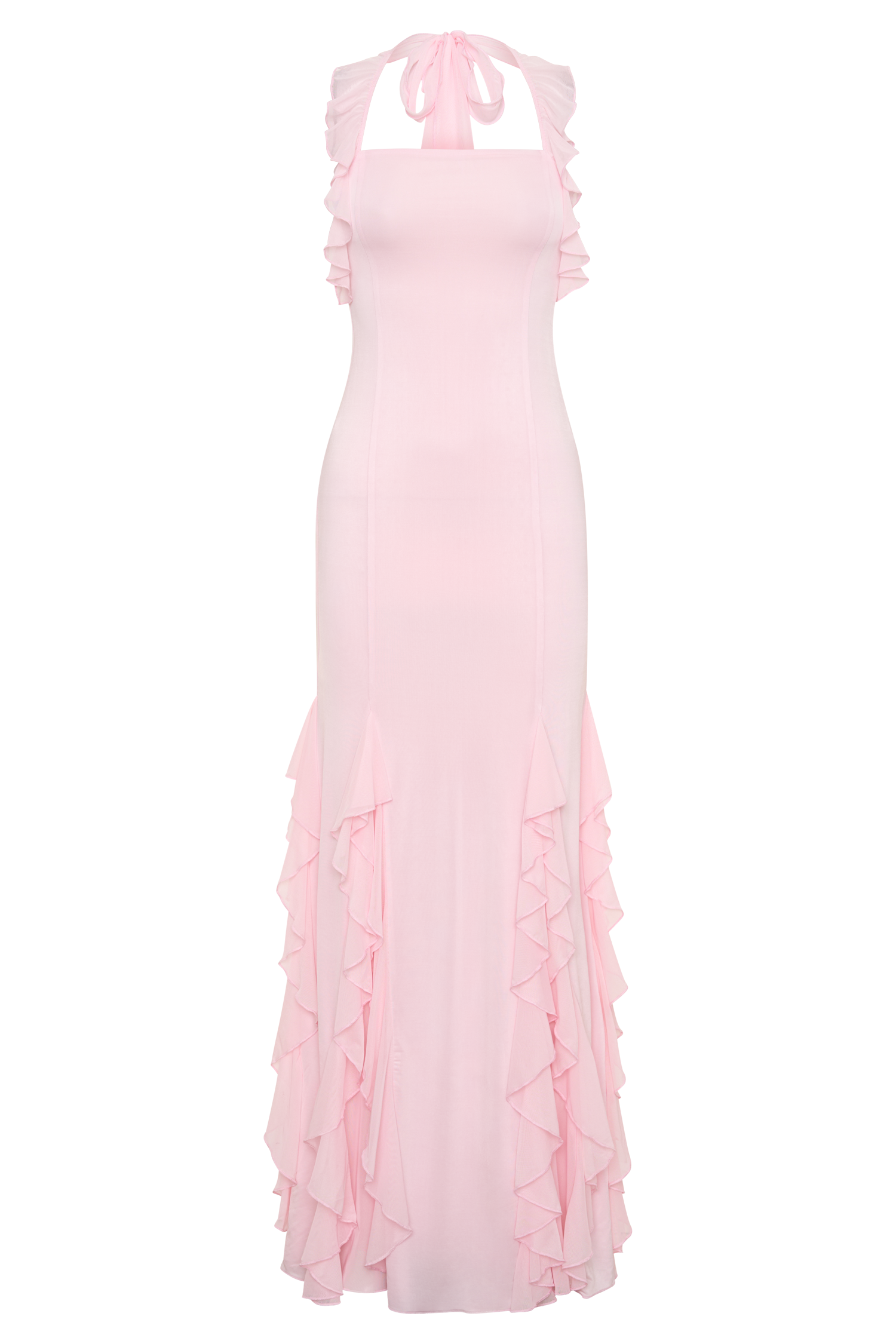 Etta Ruffle Slinky Maxi Dress - Pale Pink #9