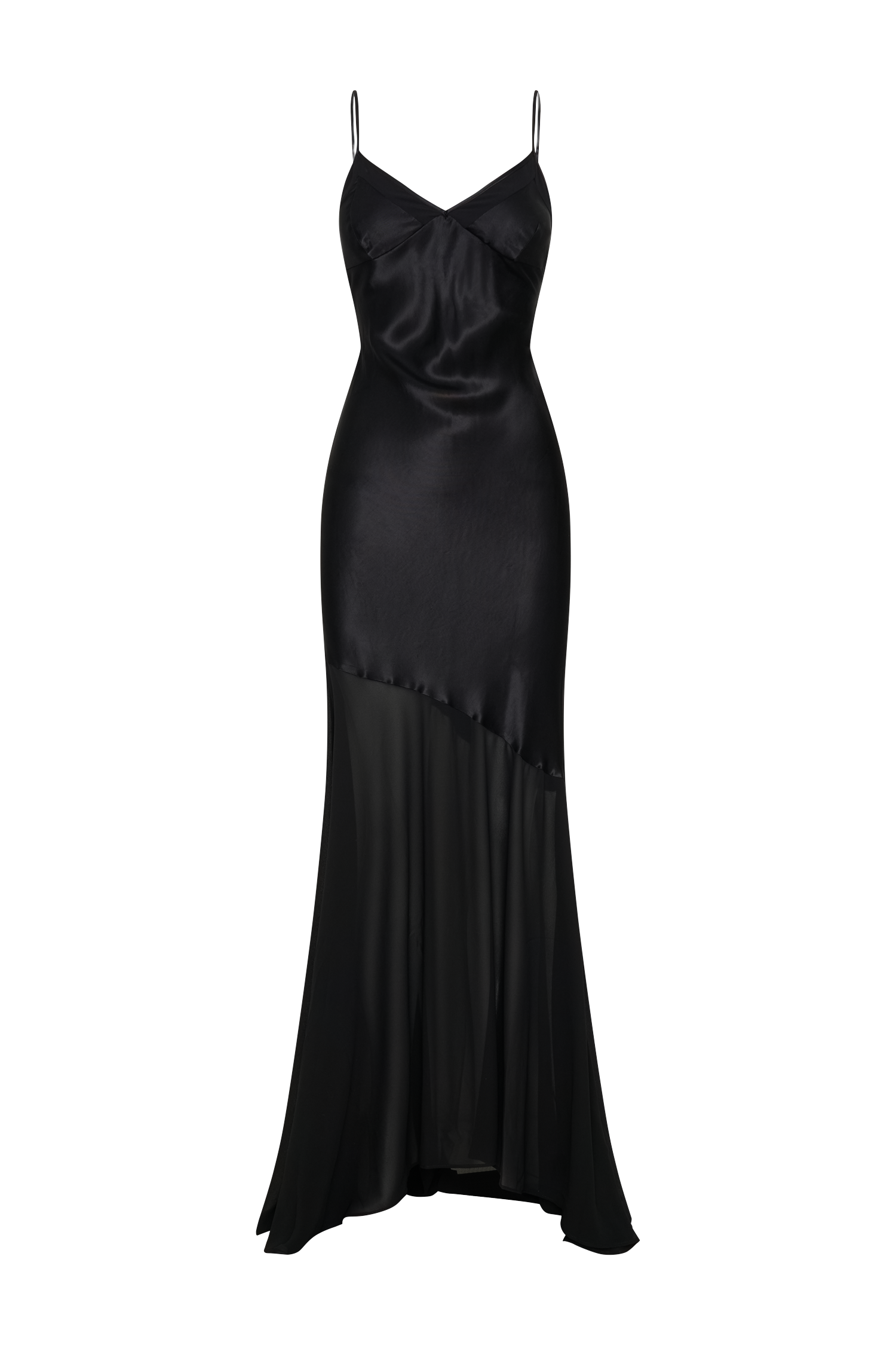 Evelyn Iridescent Satin Maxi Dress - Black #7