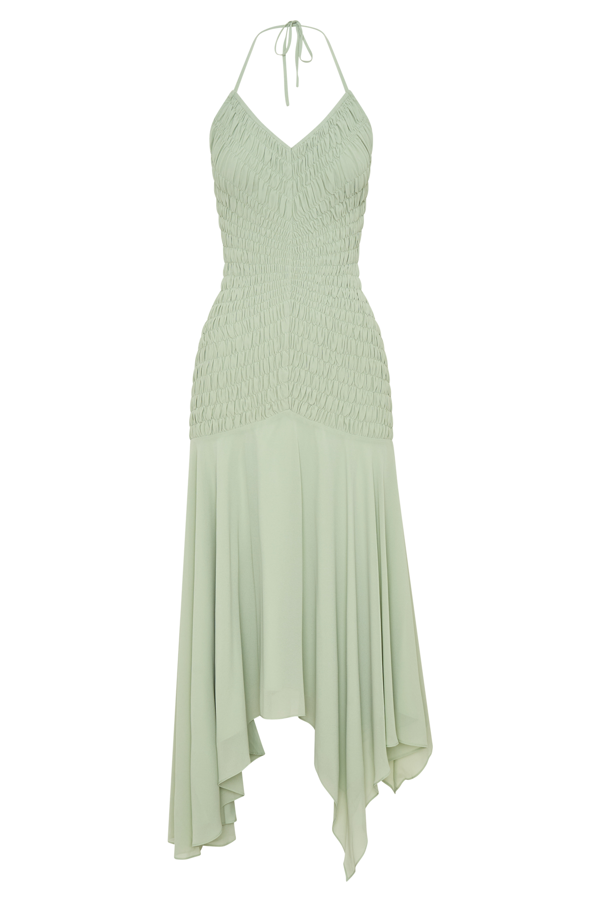 Evelyn Shirred Chiffon Maxi Dress - Sage #11
