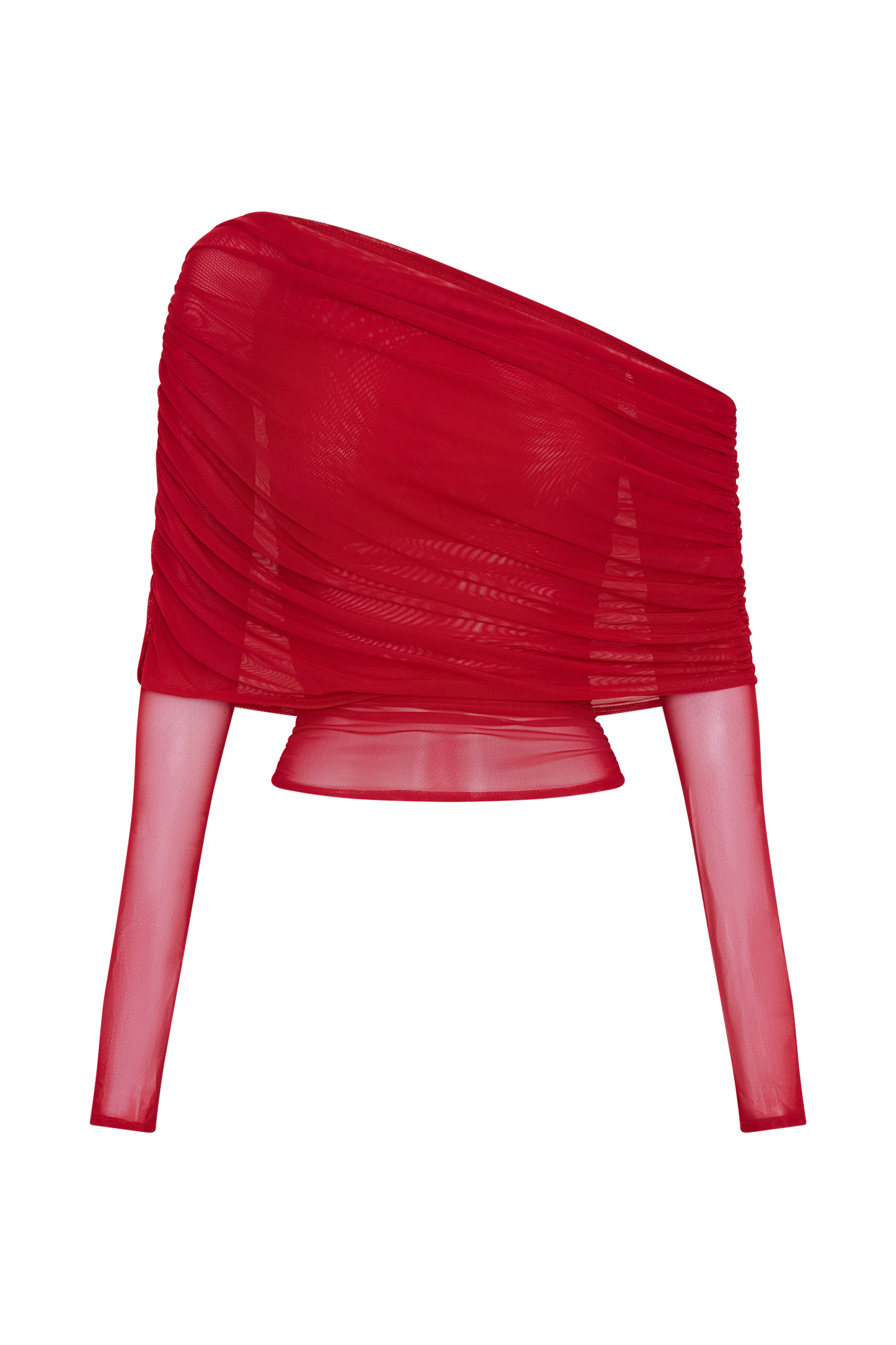 Everly Sheer Mesh Off Shoulder Top - Ruby