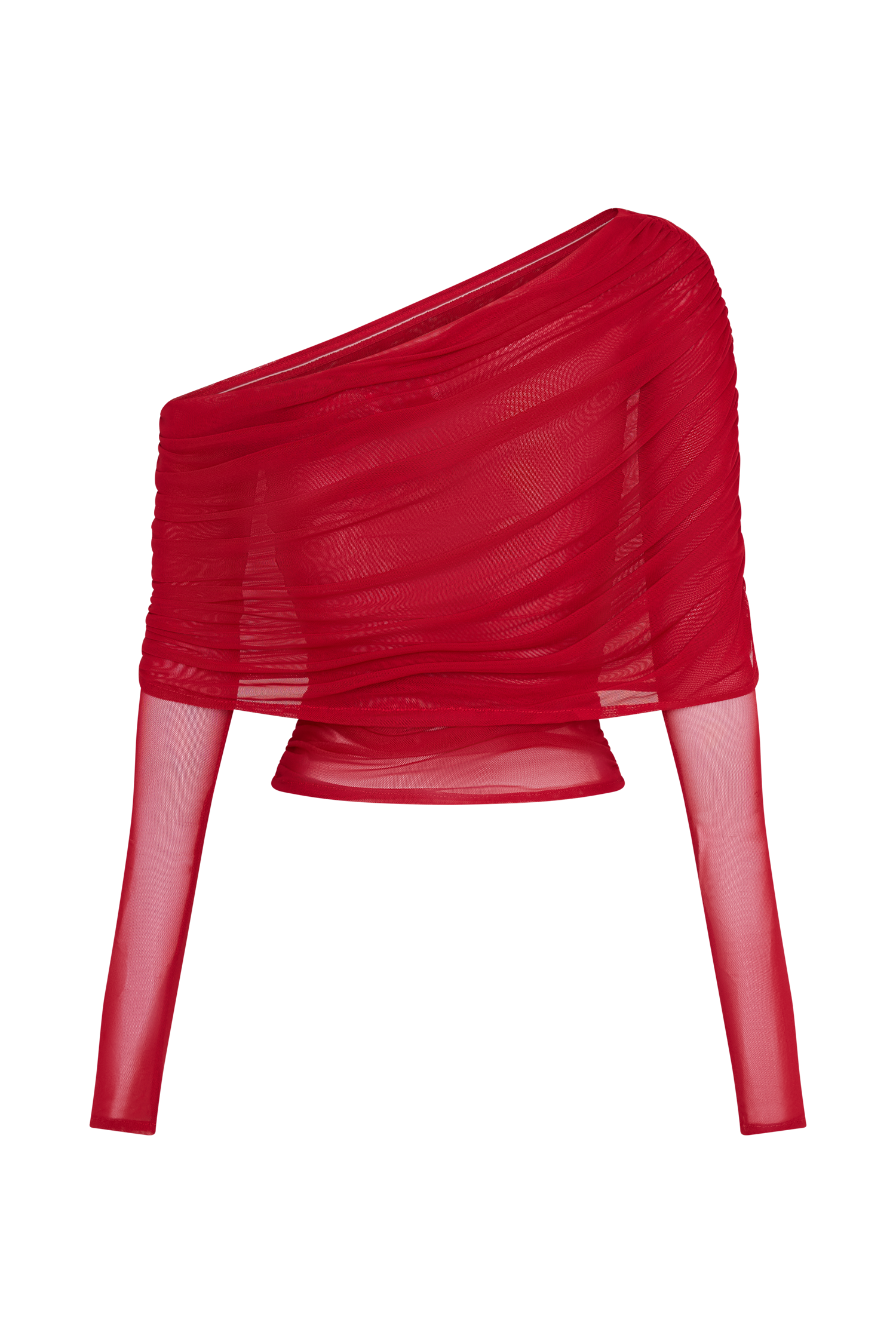 Everly Sheer Mesh Off Shoulder Top - Ruby #8