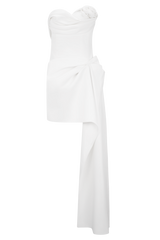 Evianna Strapless Gathered Mini Dress - White