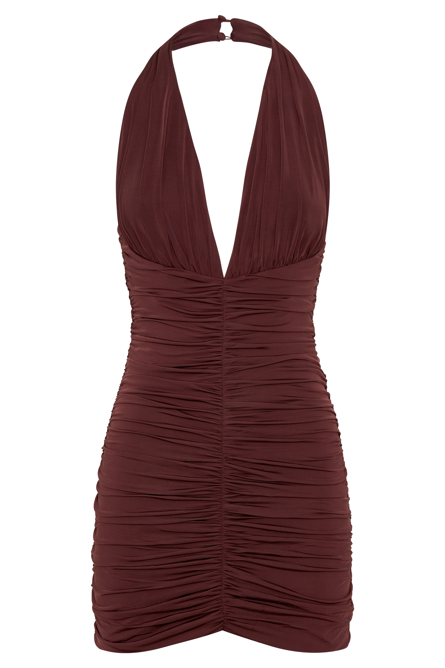Fleur Ruched Slinky Mini Dress - Mahogany #9