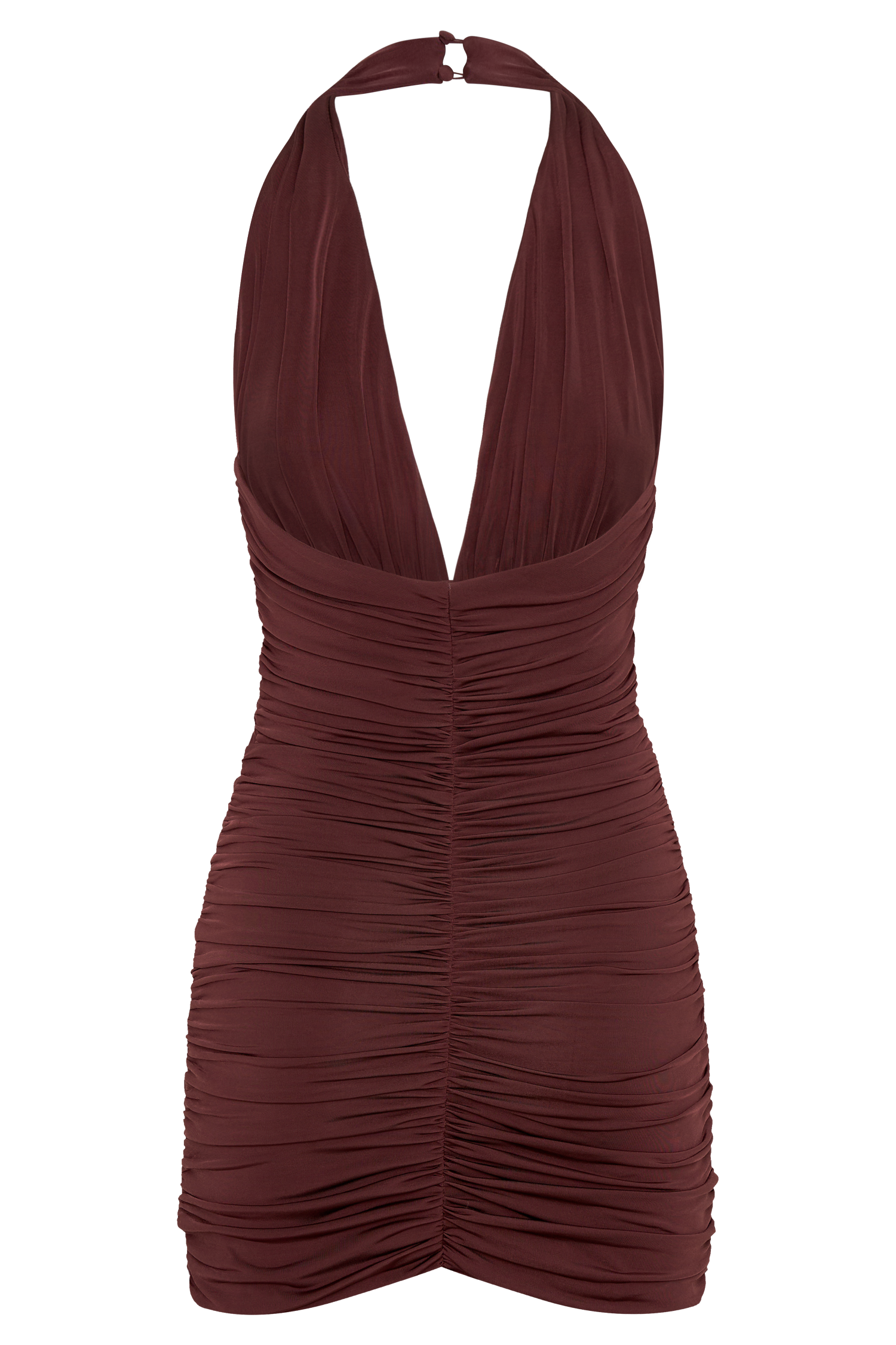 Fleur Ruched Slinky Mini Dress - Mahogany #8