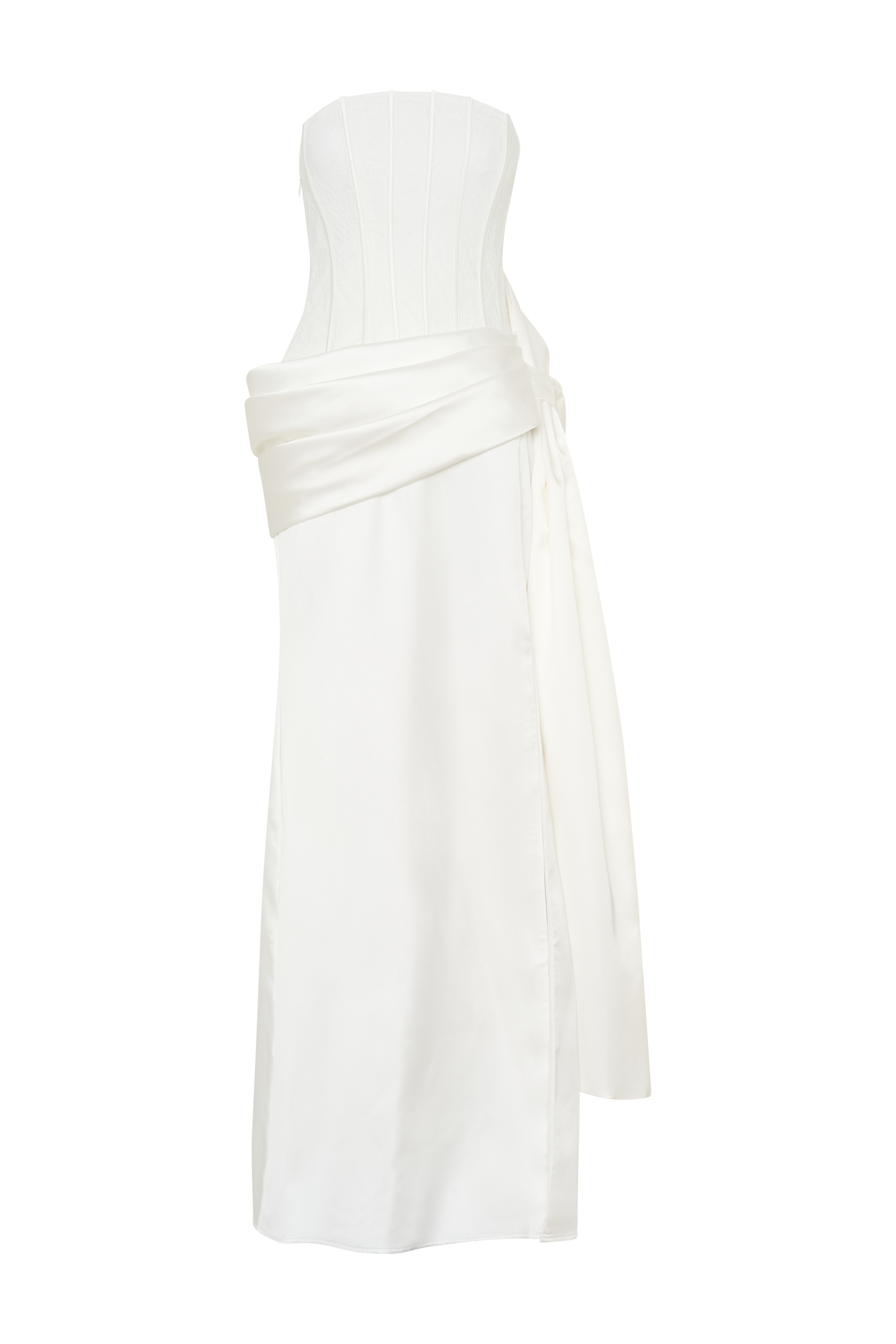 Galia Satin Corset Gown - White #12