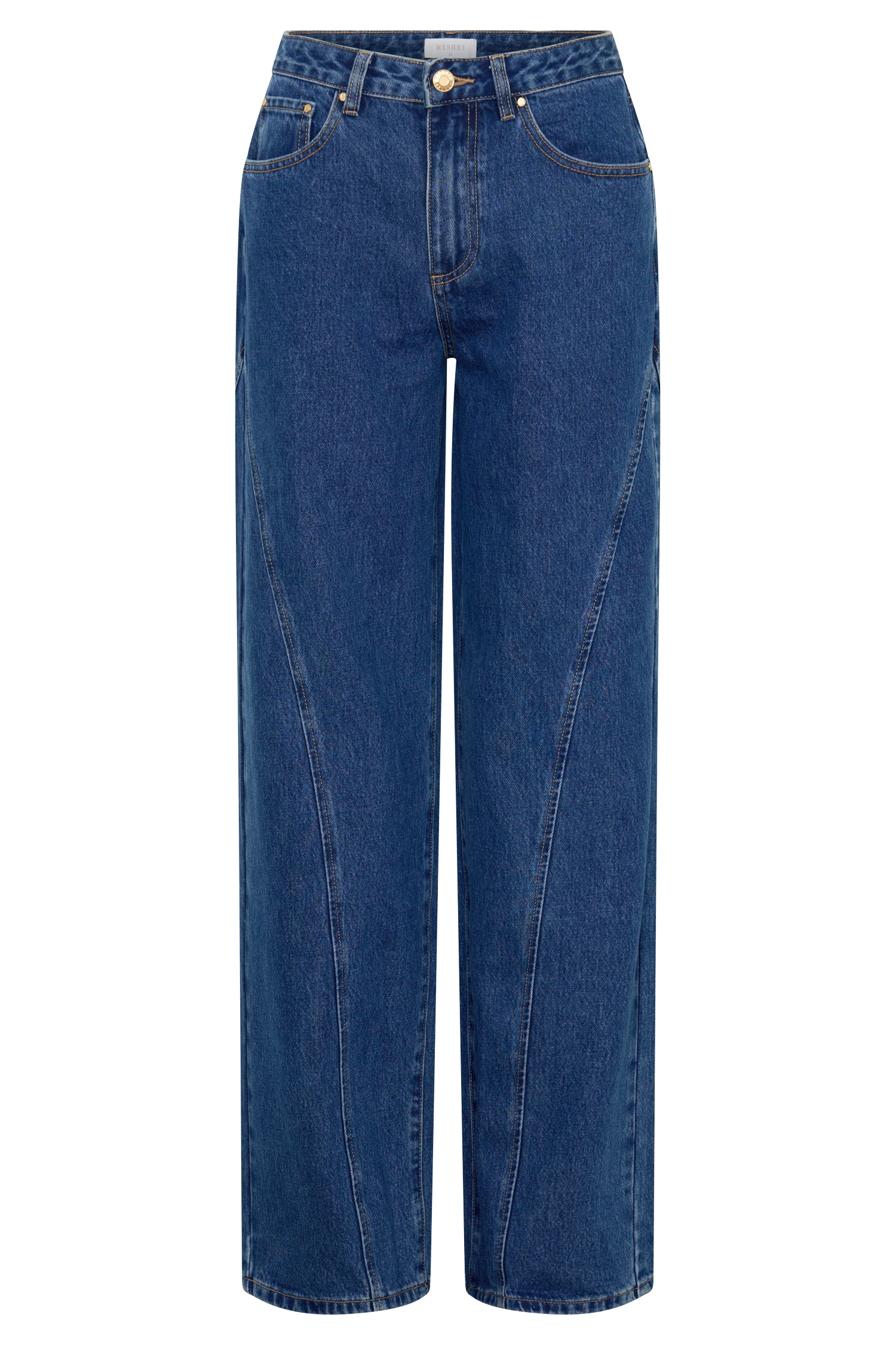 Georgette Mid Rise Paneled Denim Jeans - Dark Blue #9