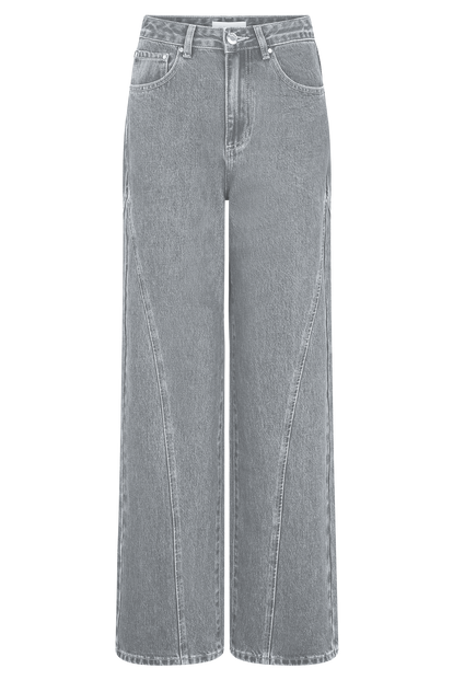 Georgette Mid Rise Paneled Denim Jeans - Grey
