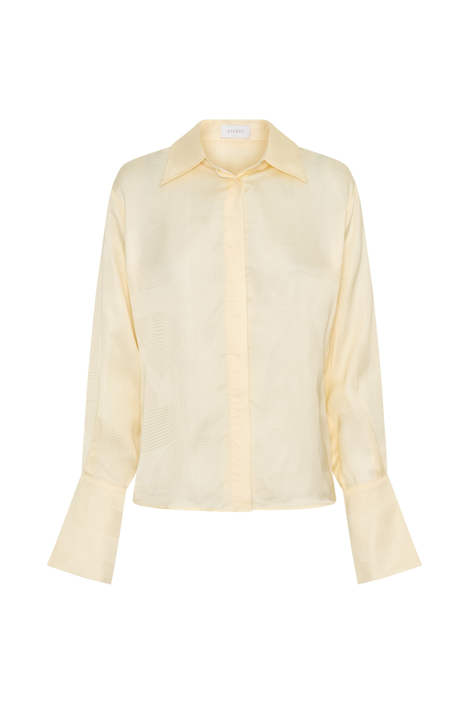 Gia Long Sleeve Satin Shirt - Buttermilk #6