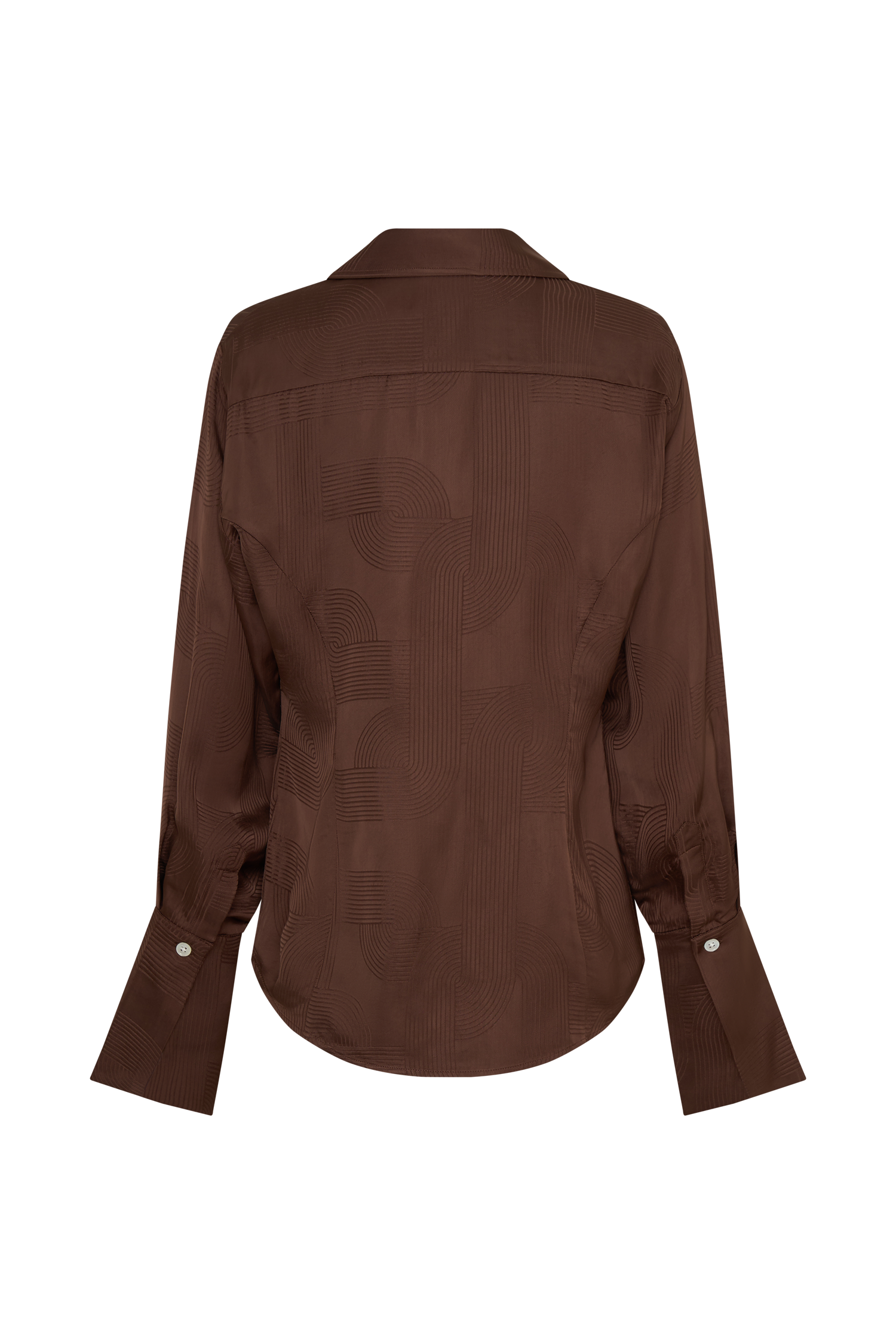 Gia Long Sleeve Satin Shirt - Chocolate #10