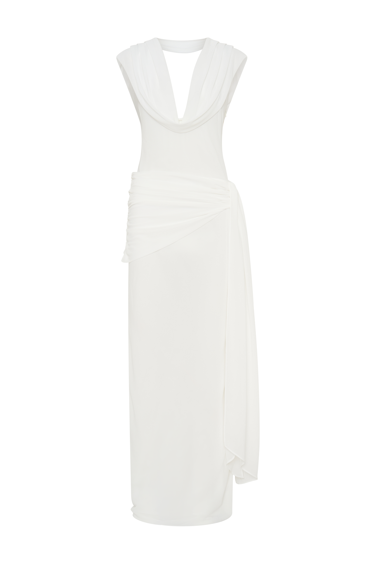 Giulia Chiffon Draped Maxi Dress - White #8