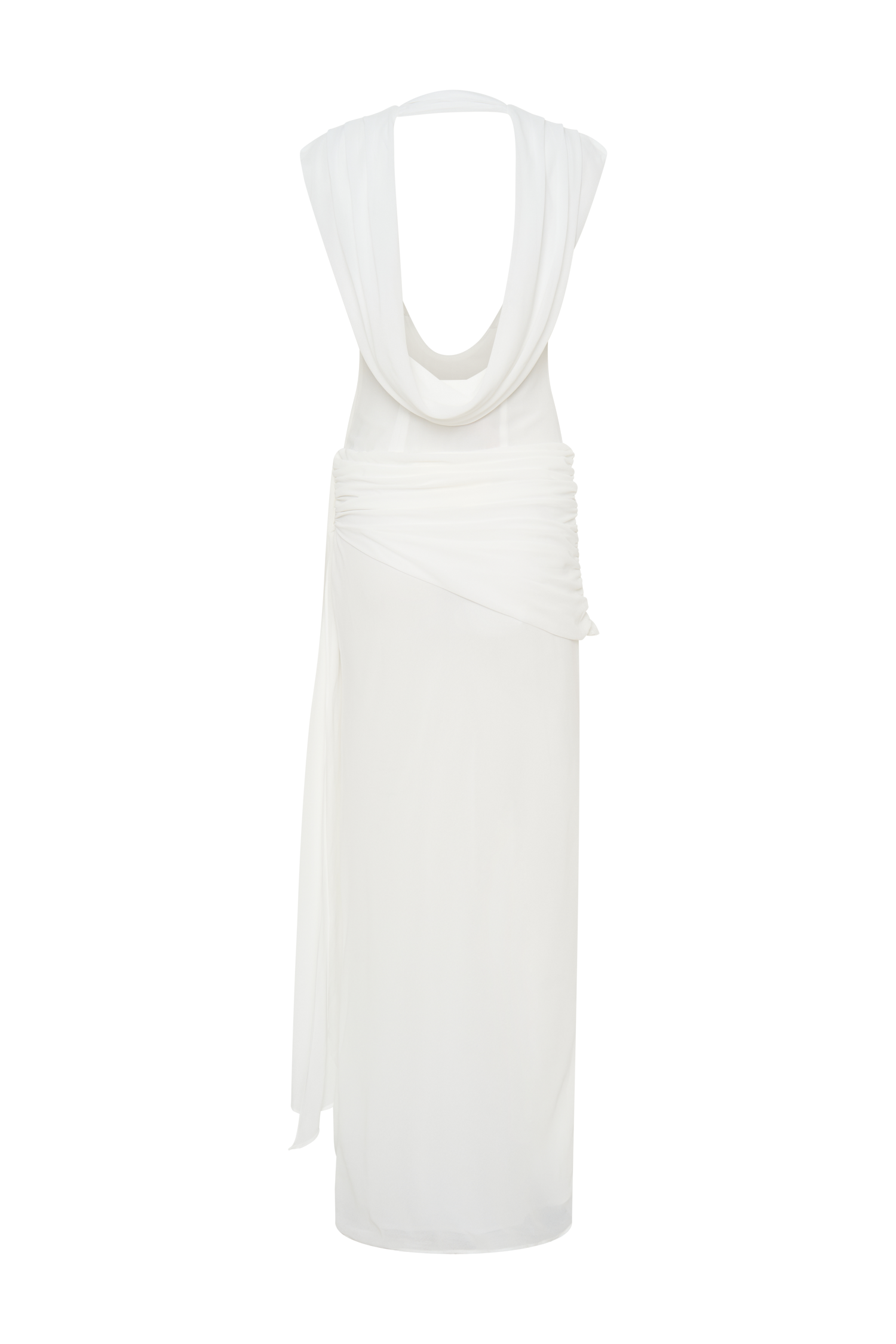 Giulia Chiffon Draped Maxi Dress - White #7