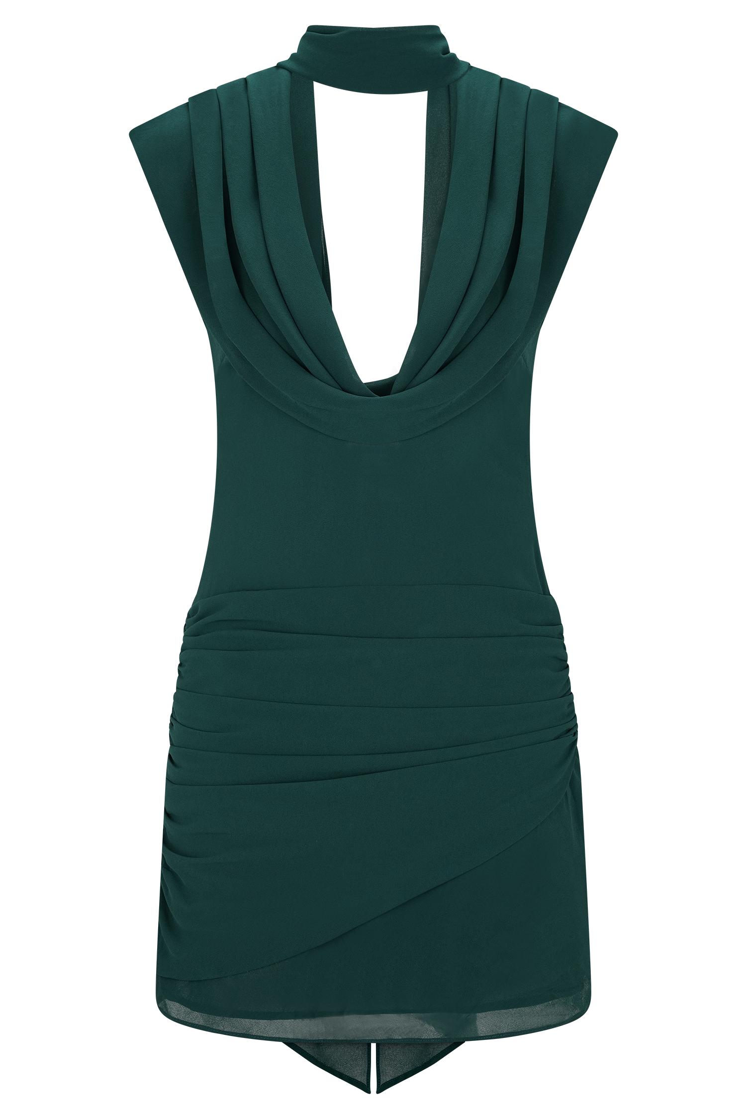 Giulia Chiffon Draped Mini Dress - Dark Emerald #9