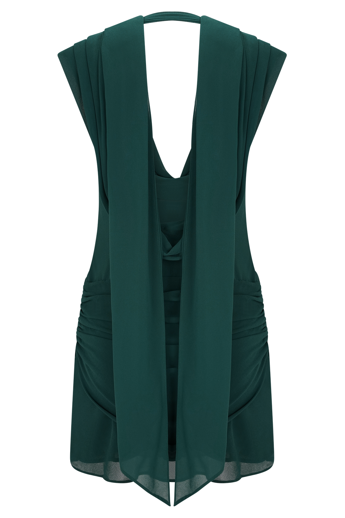 Giulia Chiffon Draped Mini Dress - Dark Emerald #8