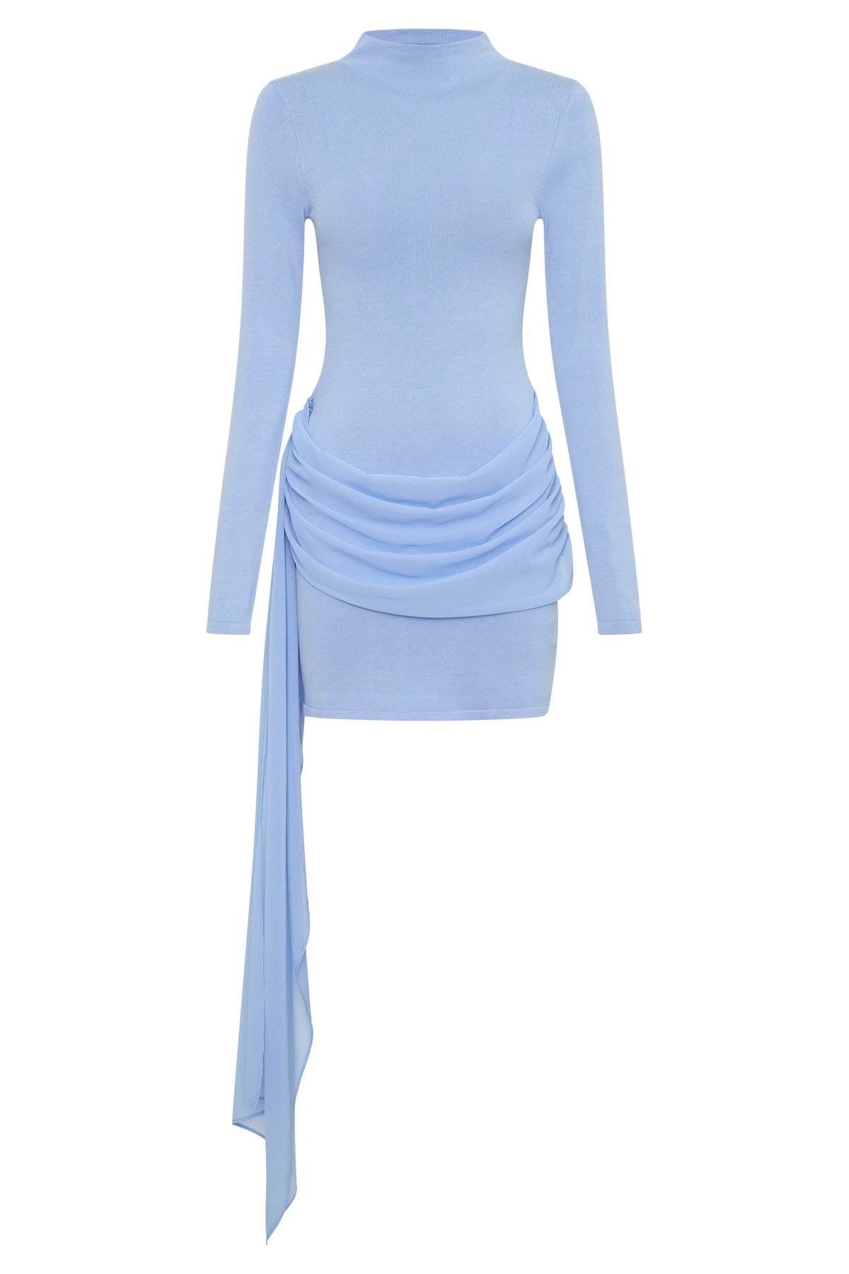 Grayson Knit Chiffon Mini Dress - Cornflower Blue #11