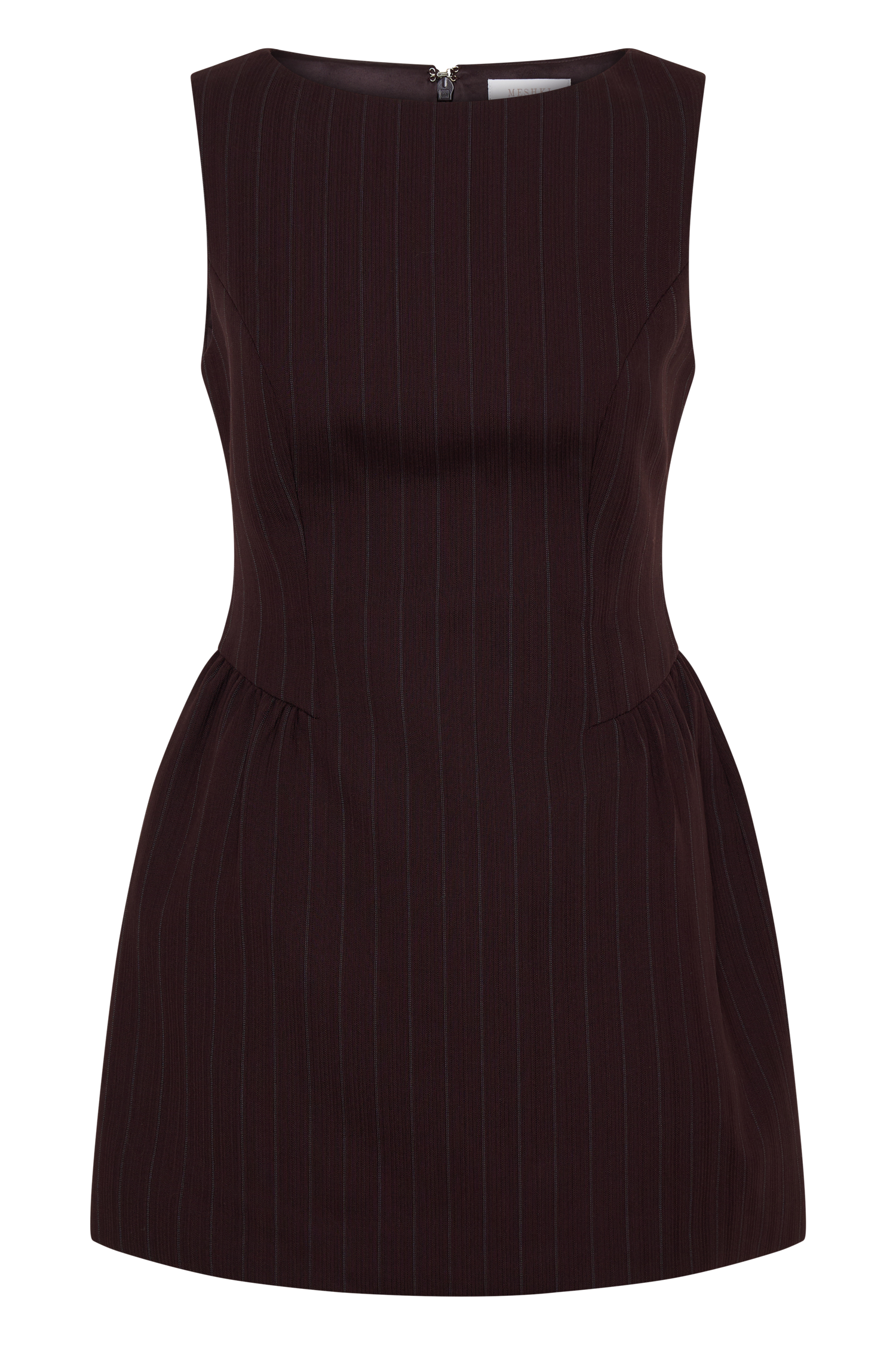 Hallie Boat Neck Mini Dress - Plum Pinstripe #13
