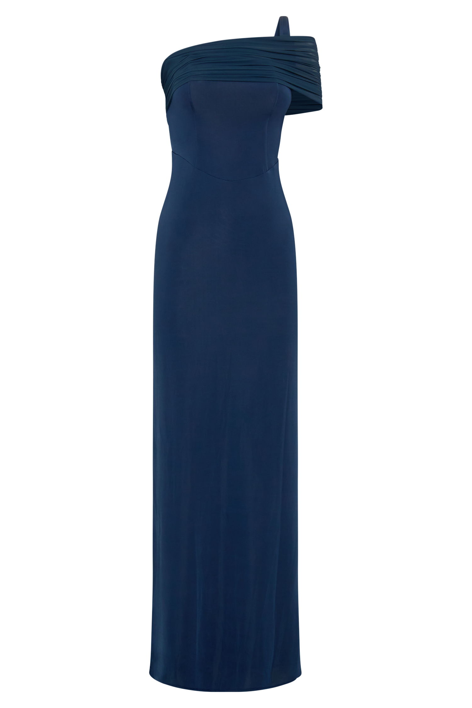 Hanh One Shoulder Mesh Maxi Dress - Ink Blue #12
