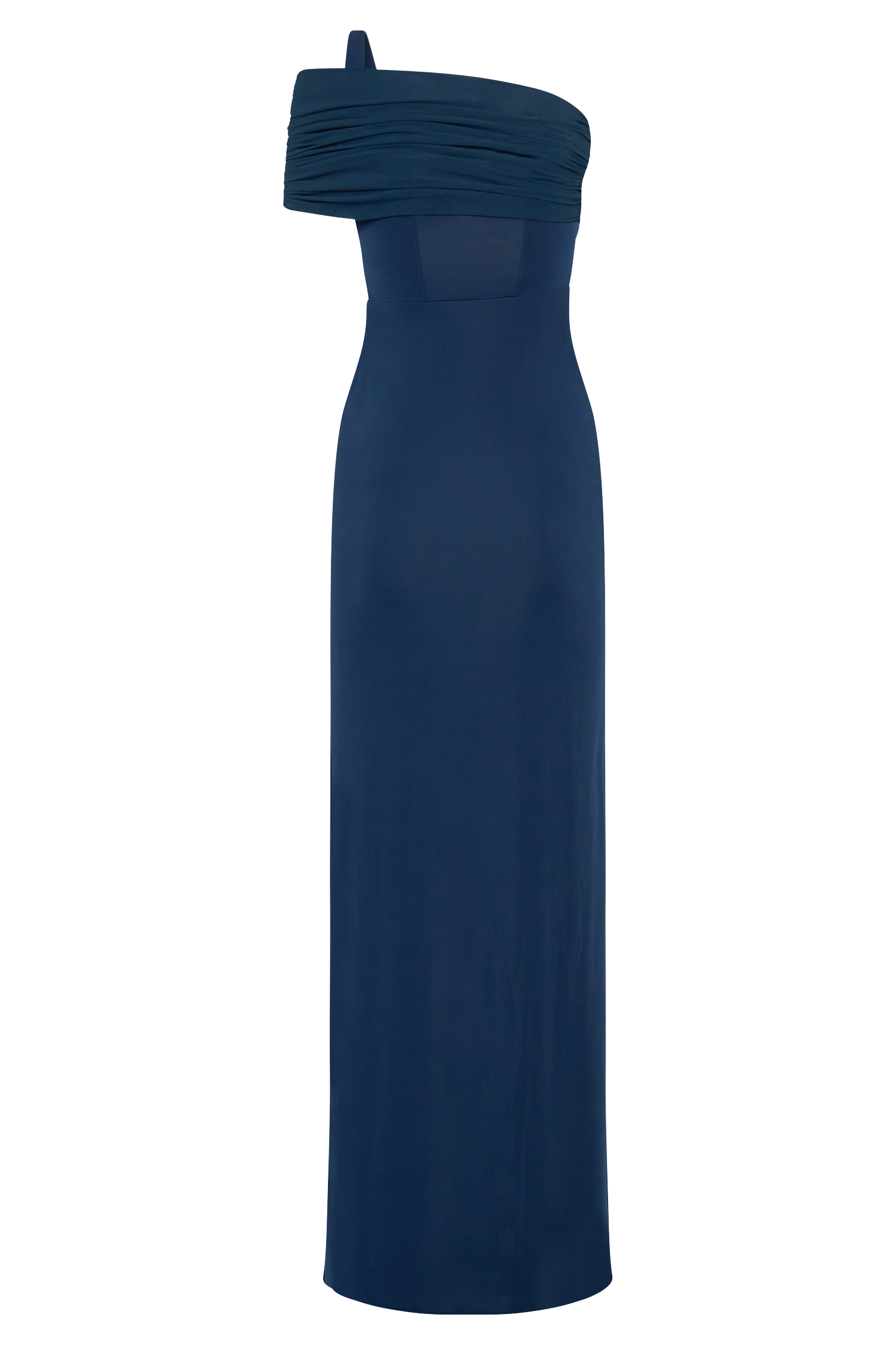 Hanh One Shoulder Mesh Maxi Dress - Ink Blue #11