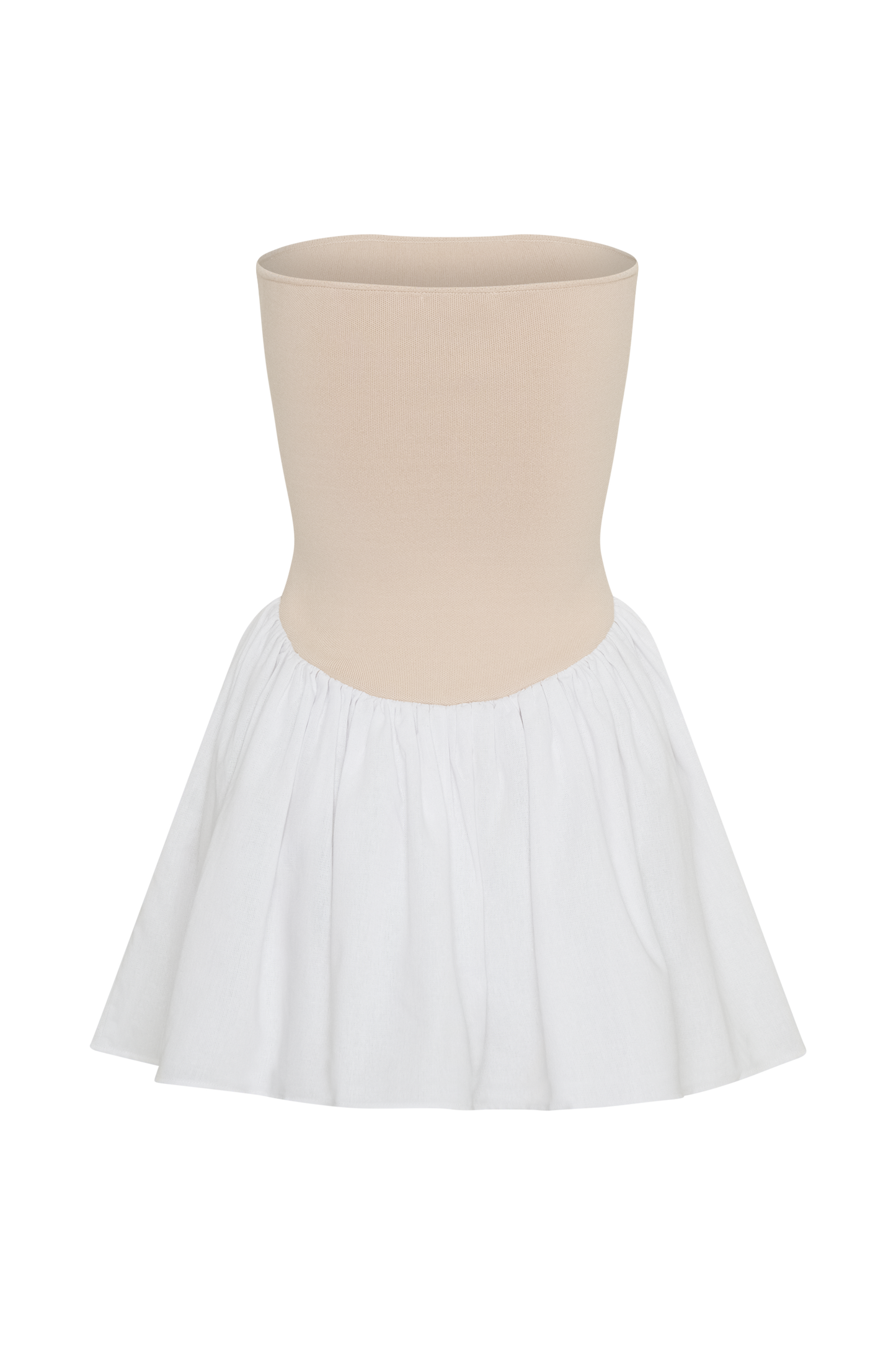 Hannah Knit And Linen Mini Dress - Natural/White