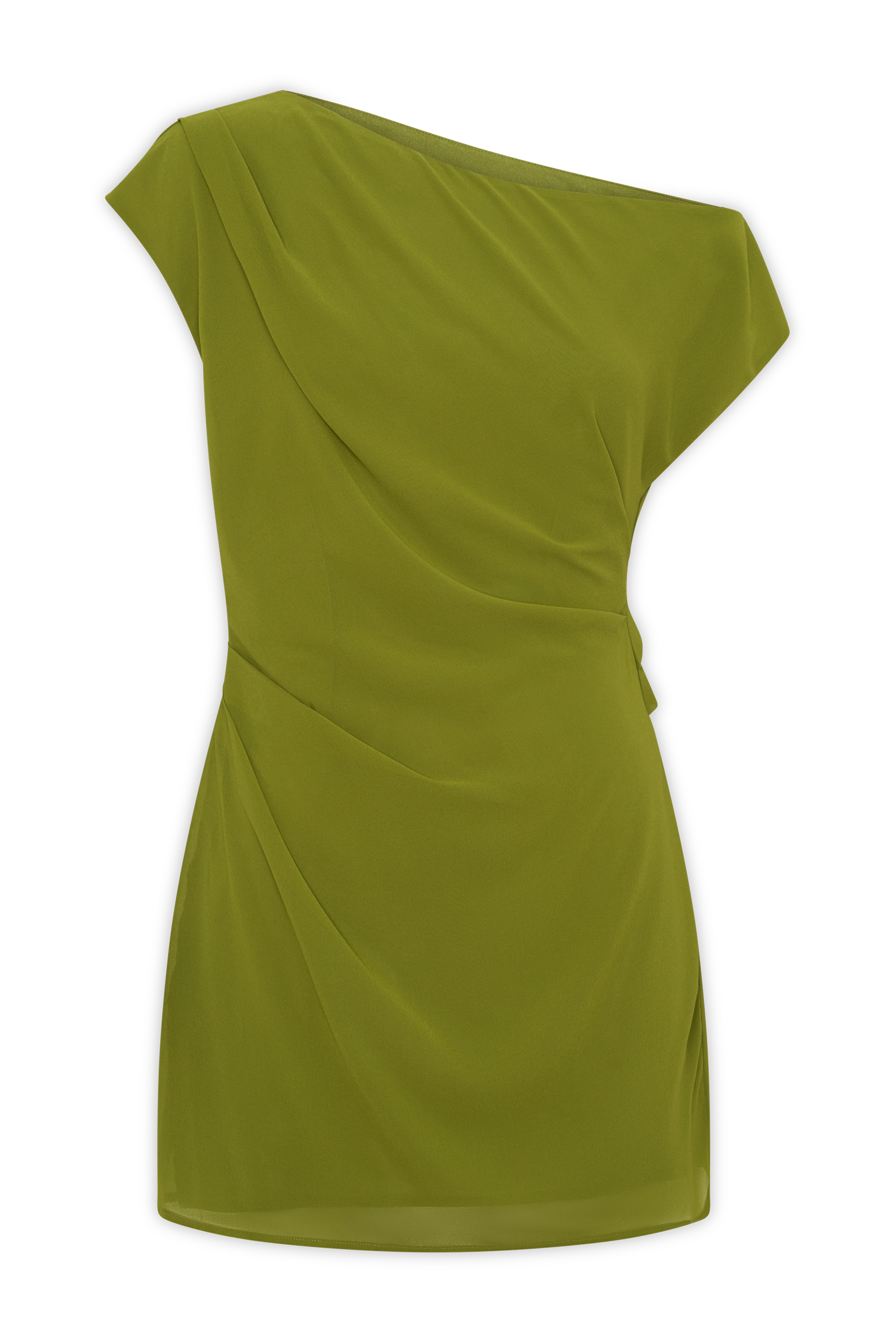 Hannah Asymmetric Neckline Mini Dress - Olive #8