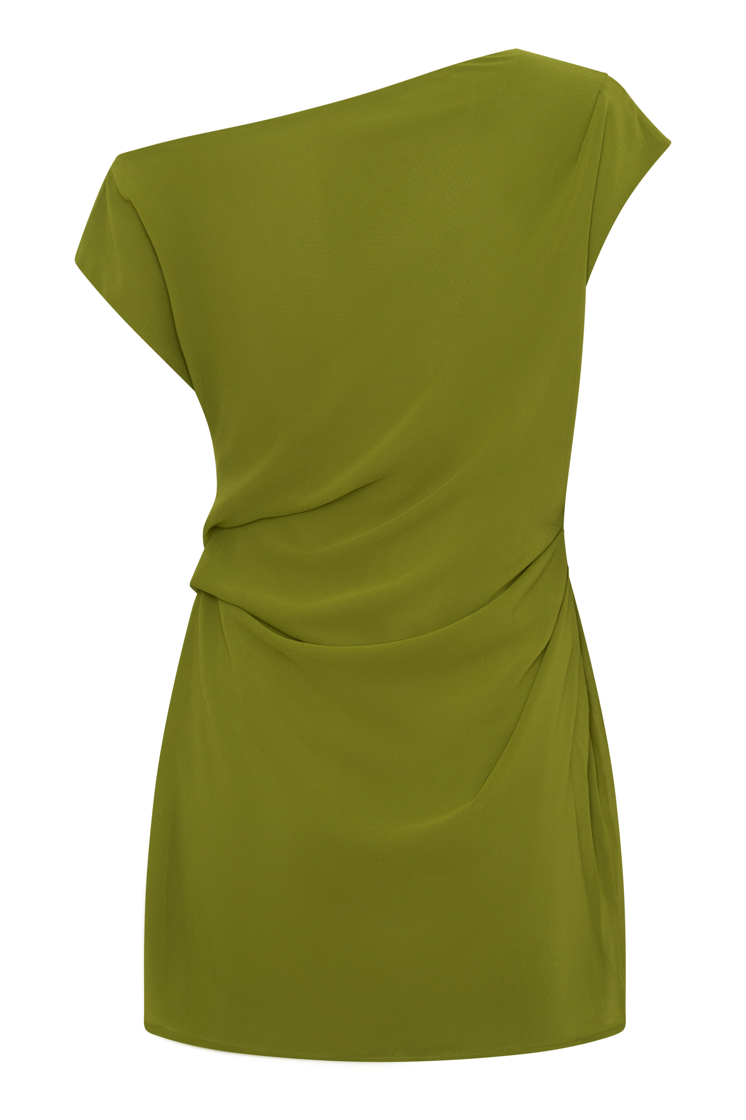 Hannah Asymmetric Neckline Mini Dress - Olive #9
