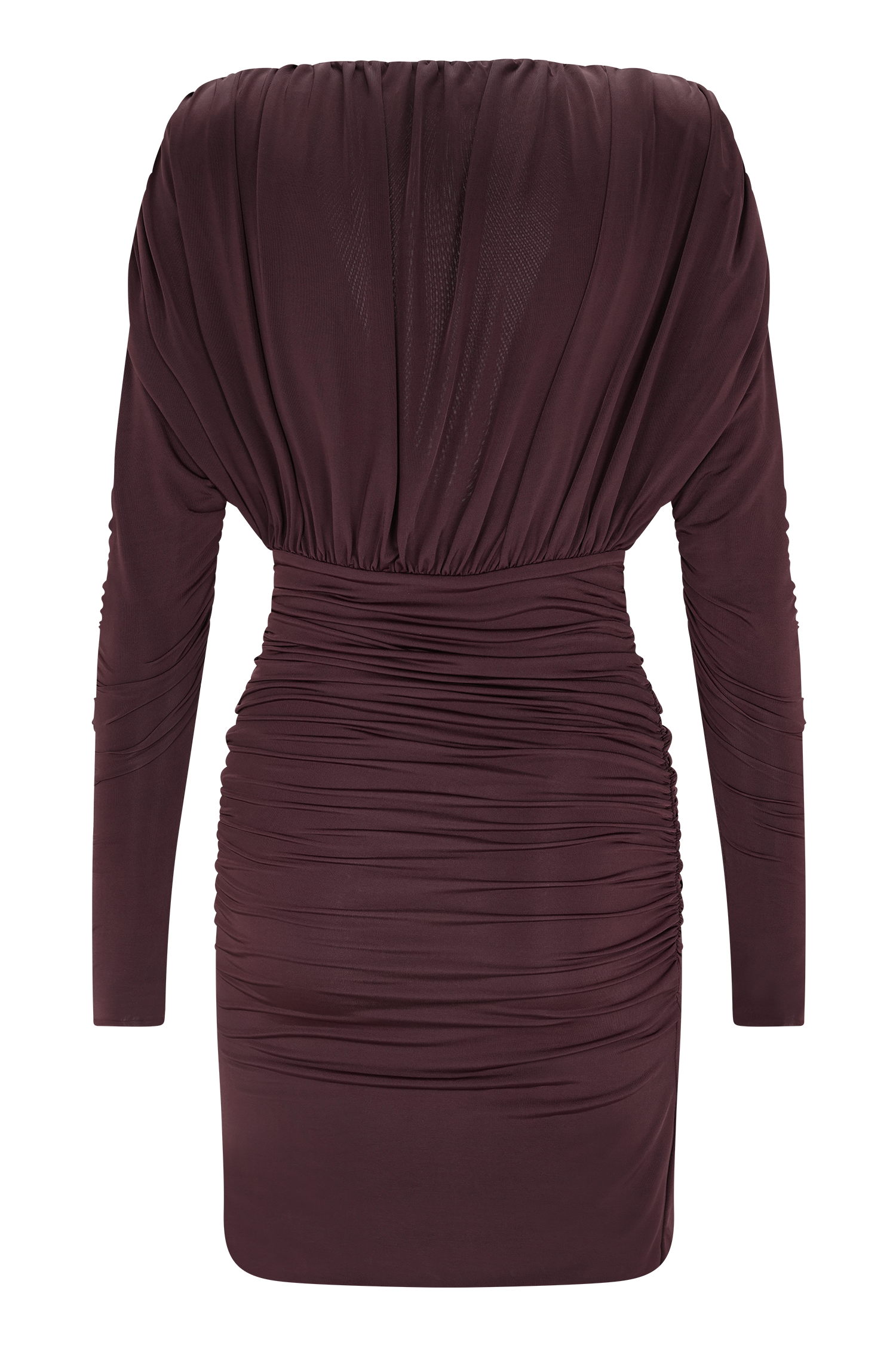 Hayden Long Sleeve Plunge Mini Dress - Burgundy #8