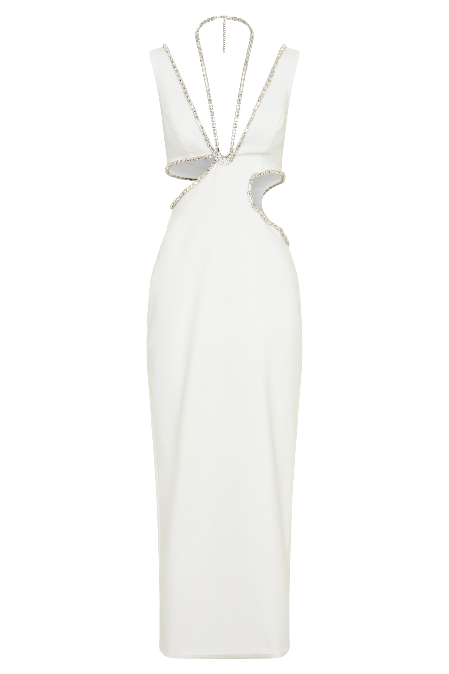 Henny Diamante Trim Cut Out Midi Dress - White #11