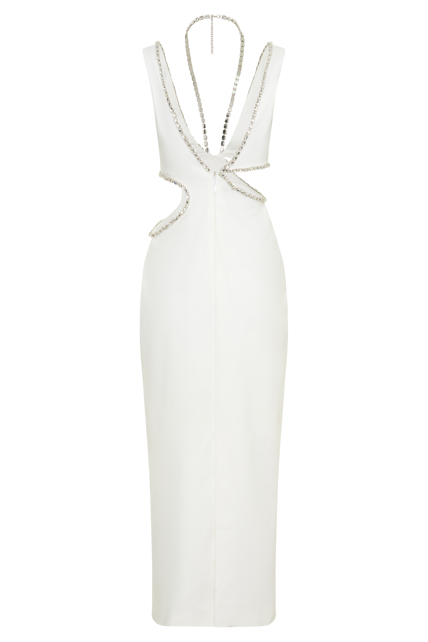 Henny Diamante Trim Cut Out Midi Dress - White #10