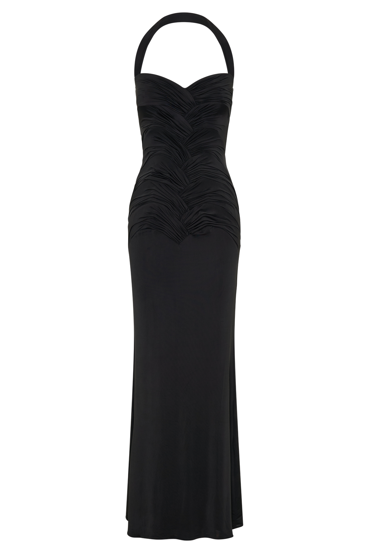 Hoai Gathered Slinky Halter Maxi Dress - Black #7