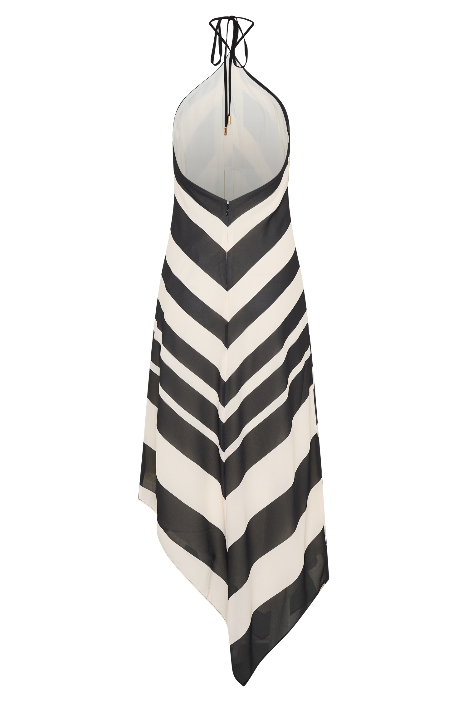 Hope Satin Halter Midi Dress - Black/White #9
