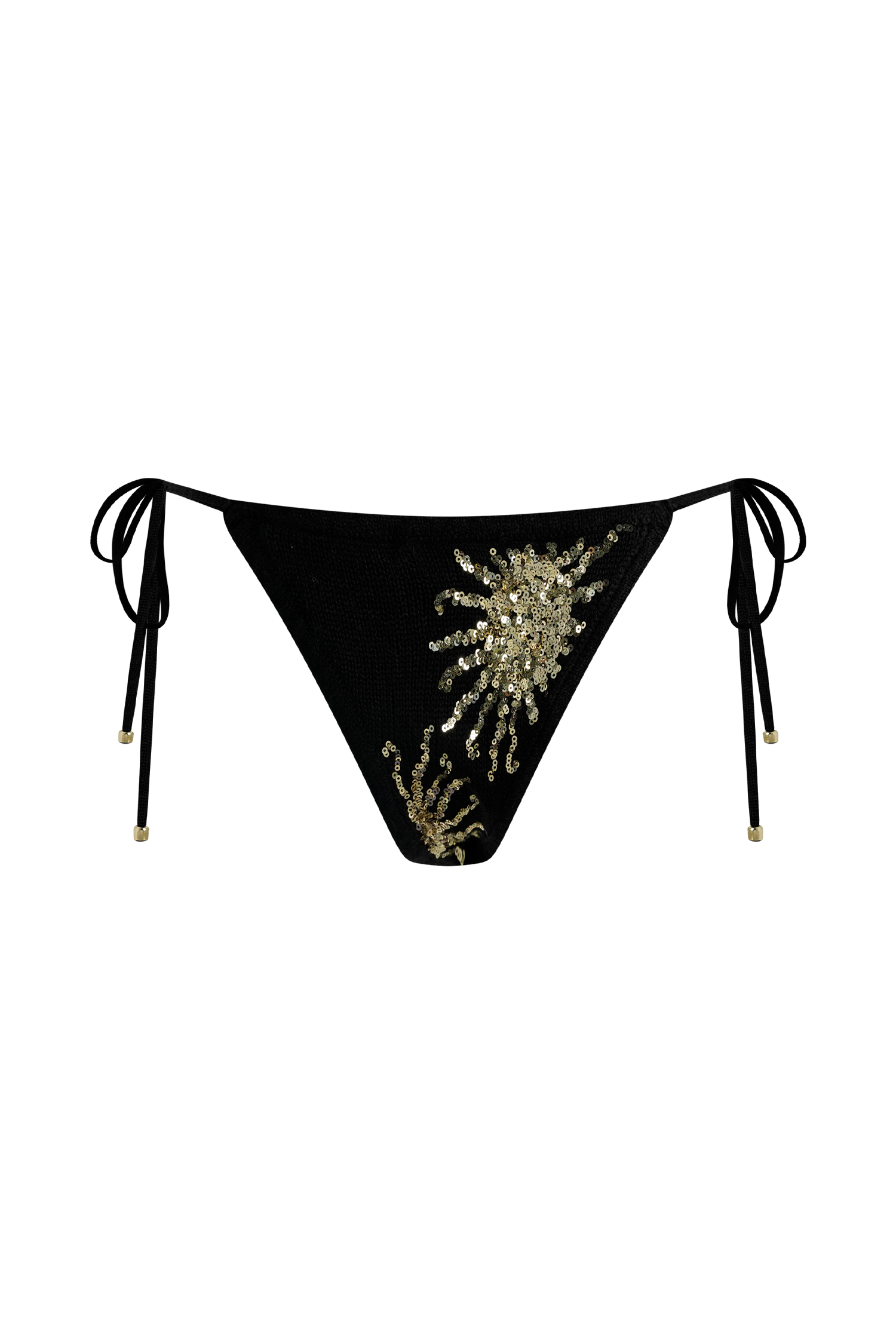 Huntleigh Crochet Bikini Bottom - Black & Gold Sunshine Print #9