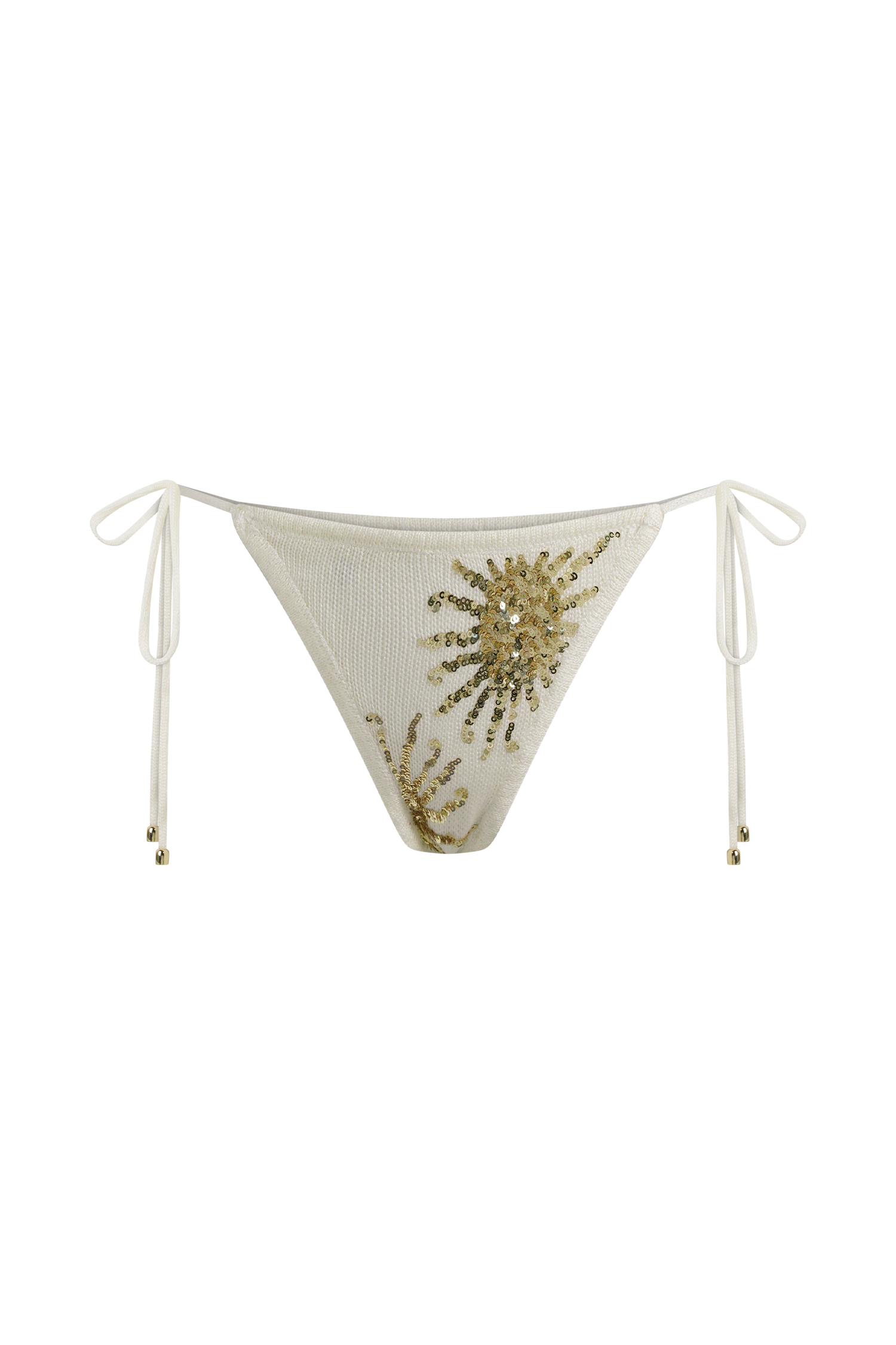 Huntleigh Crochet Bikini Bottom - White & Gold Sunshine Print #9