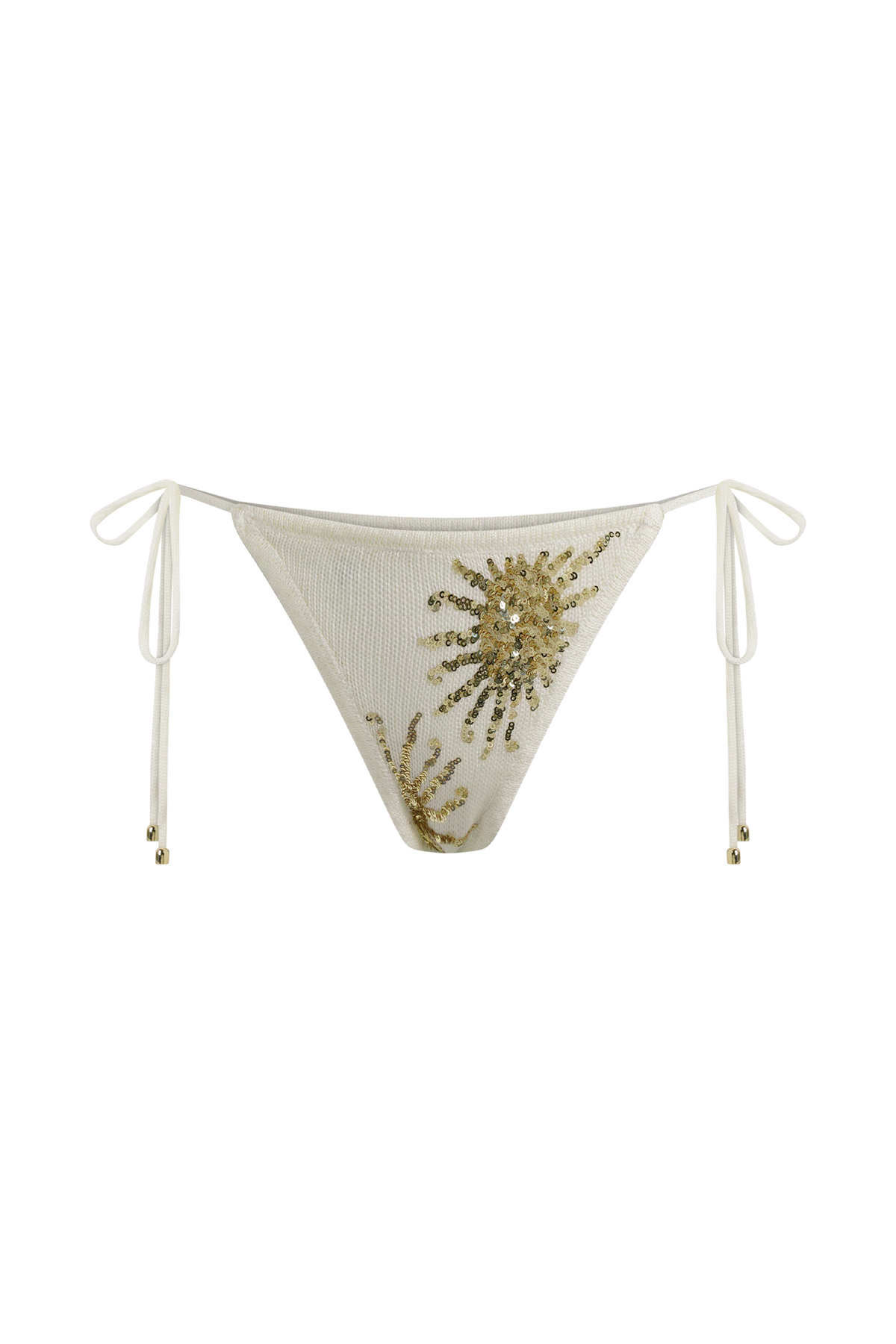 Huntleigh Crochet Bikini Bottom - White & Gold Sunshine Print #9
