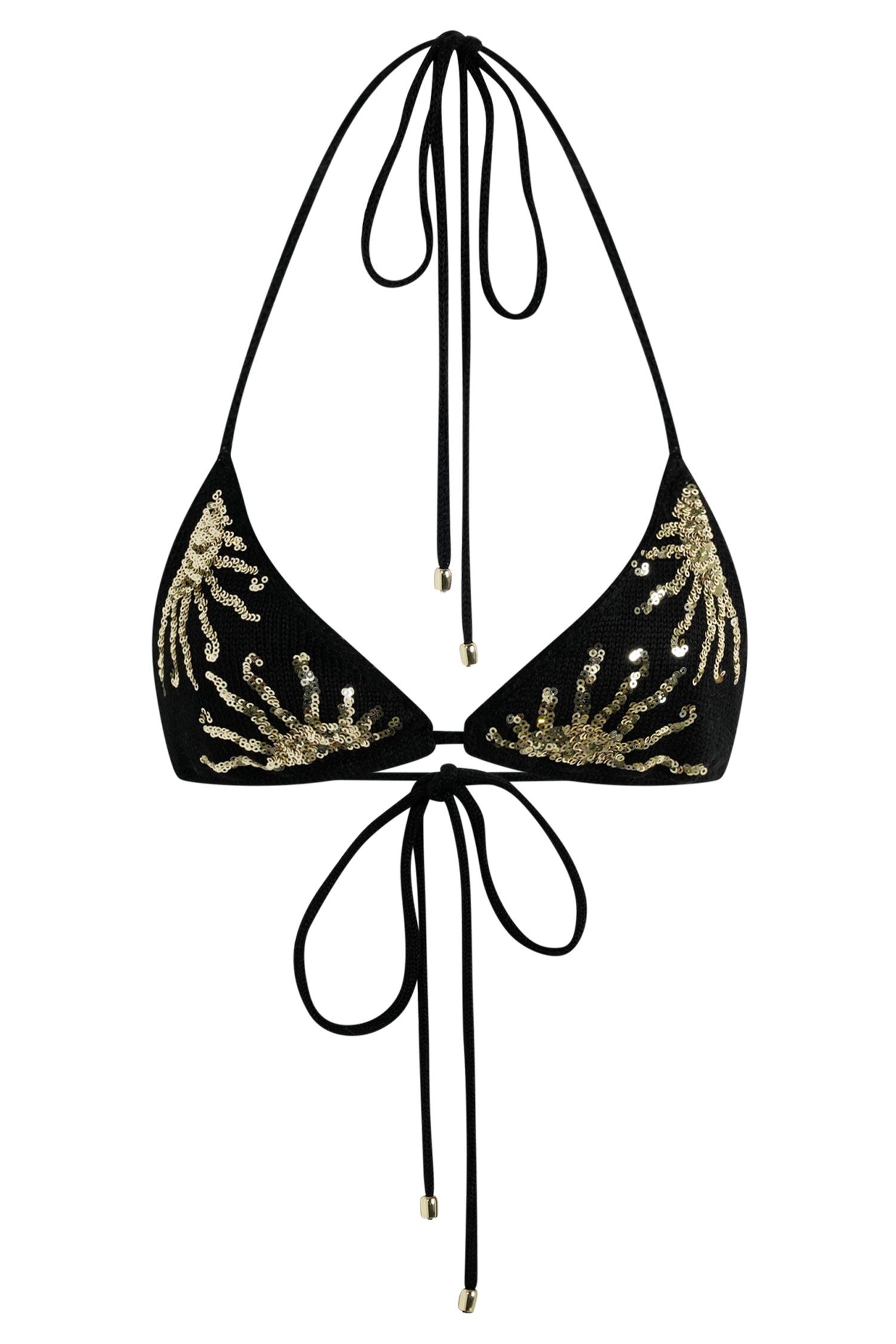 Huntleigh Crochet Bikini Top - Black & Gold Sunshine Print #10